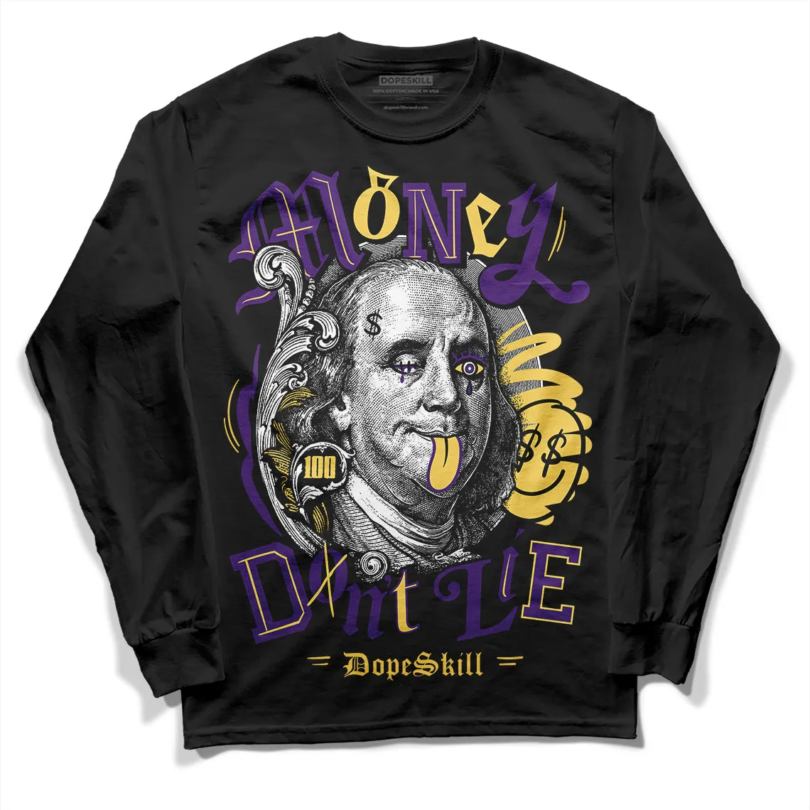 Field Purple 12s DopeSkill Long Sleeve T-Shirt Money Don't Lie Graphic sold by DopeSkill product image thumbnail 2