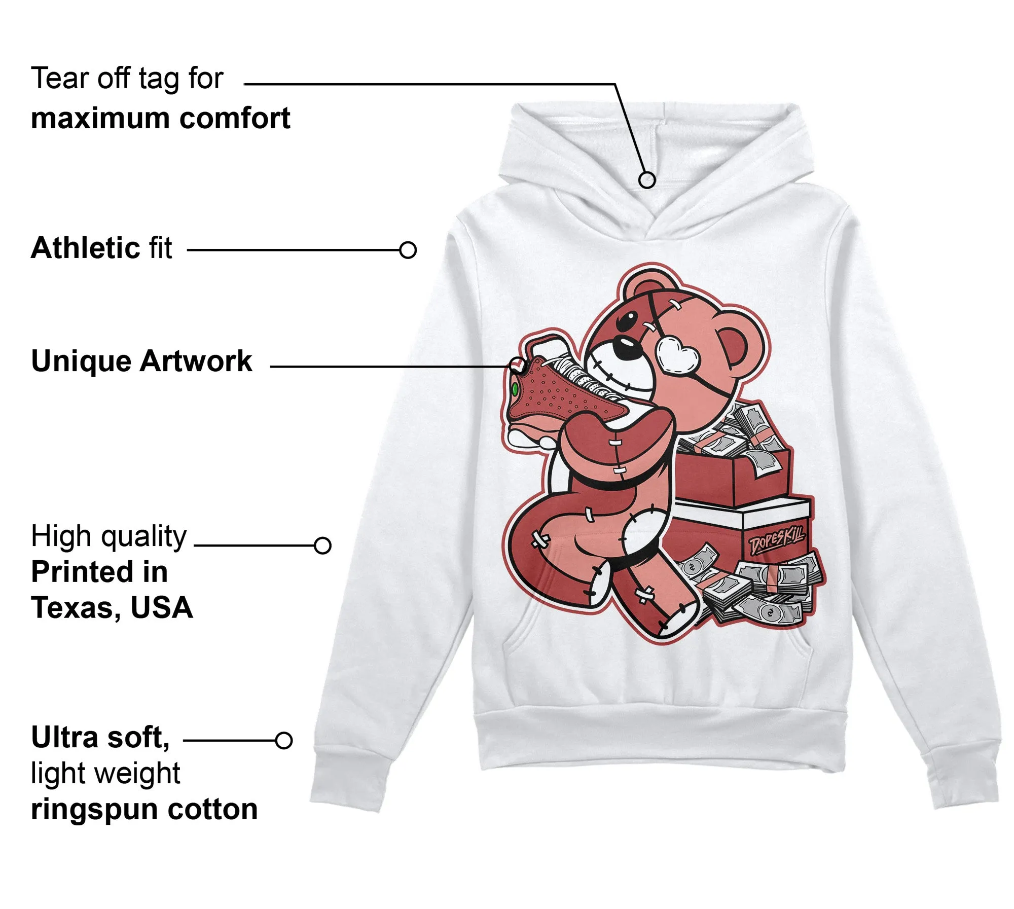 Dune Red 13s DopeSkill Hoodie Sweatshirt Bear Steals Sneaker Graphic sold by DopeSkill product image thumbnail 3