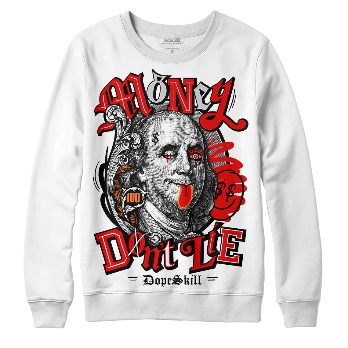 Red Cement 4S DopeSkill Sweatshirt Money Don't Lie Graphic sold by DopeSkill