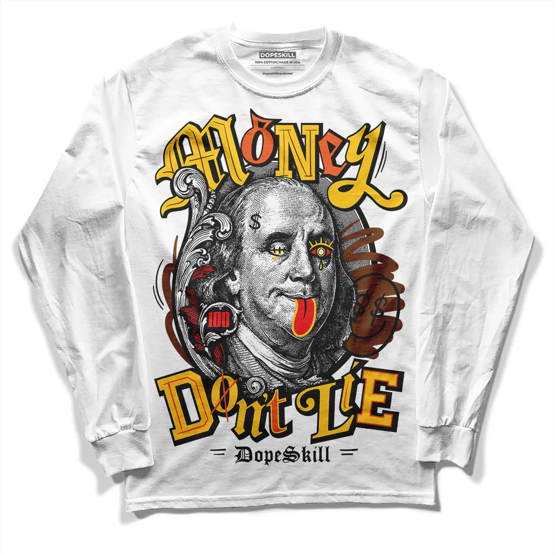 Yellow Collection DopeSkill Long Sleeve T-Shirt Money Don't Lie Graphic sold by DopeSkill product image thumbnail 2