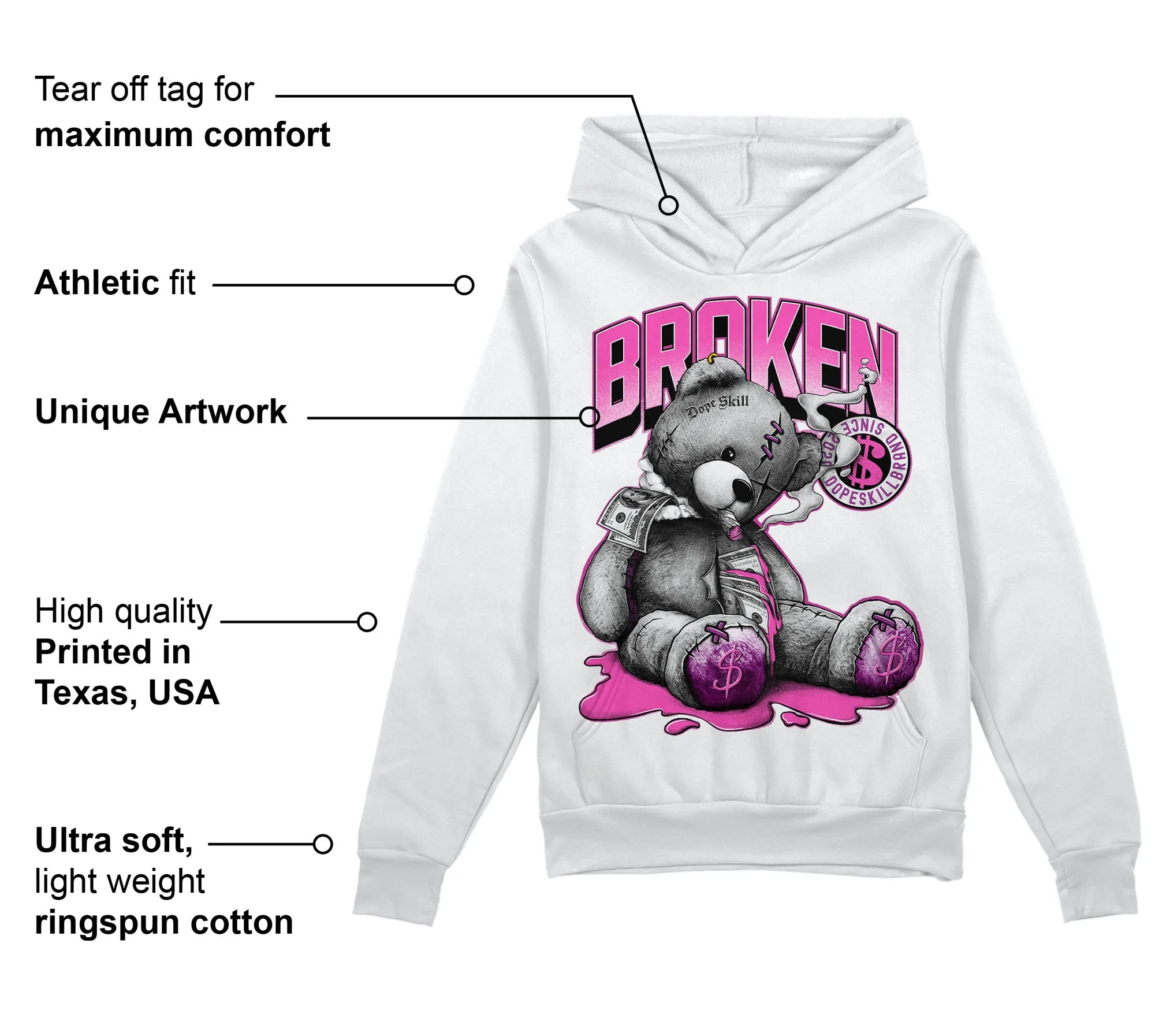 Hyper Violet 4s DopeSkill Hoodie Sweatshirt Sick Bear Graphic sold by DopeSkill product image thumbnail 3
