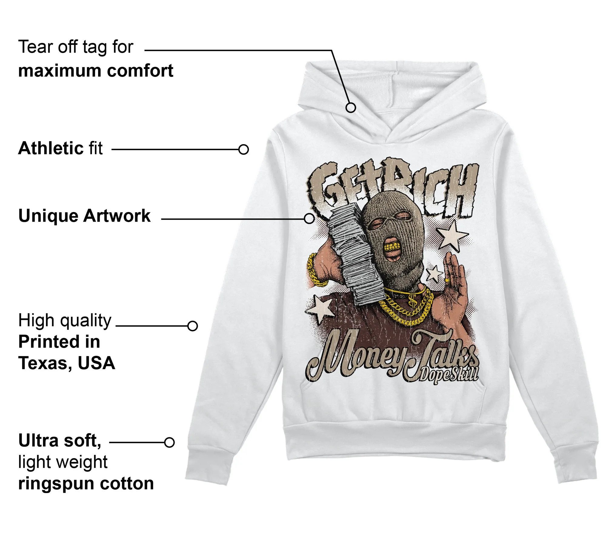 Latte 1s DopeSkill Hoodie Sweatshirt Get Rich Graphic sold by DopeSkill product image thumbnail 3