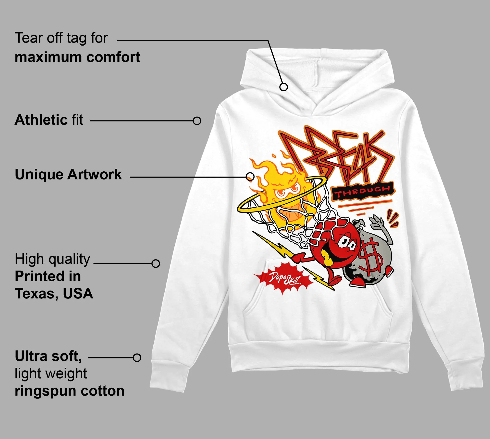 Fire Red 3s DopeSkill Hoodie Sweatshirt Break Through Graphic sold by DopeSkill product image thumbnail 3