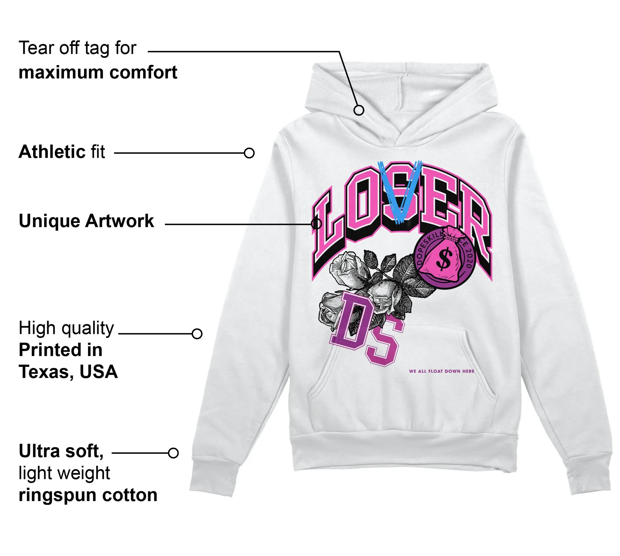 Hyper Violet 4s DopeSkill Hoodie Sweatshirt Loser Lover Graphic sold by DopeSkill product image thumbnail 3