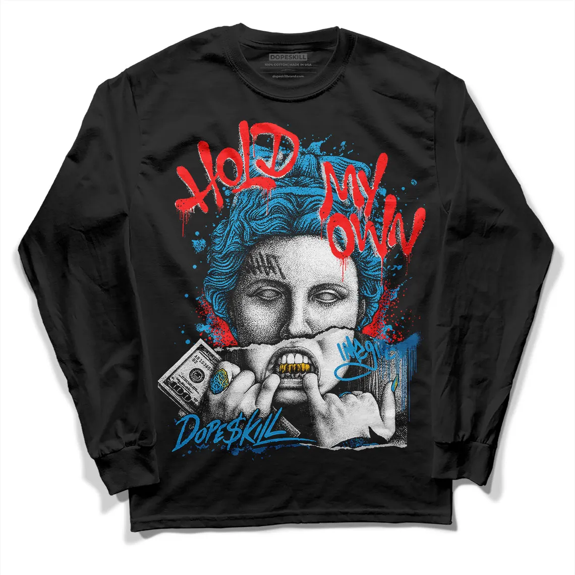 Military Blue 4s DopeSkill Long Sleeve T-Shirt Hold My Own Graphic sold by DopeSkill product image thumbnail 2