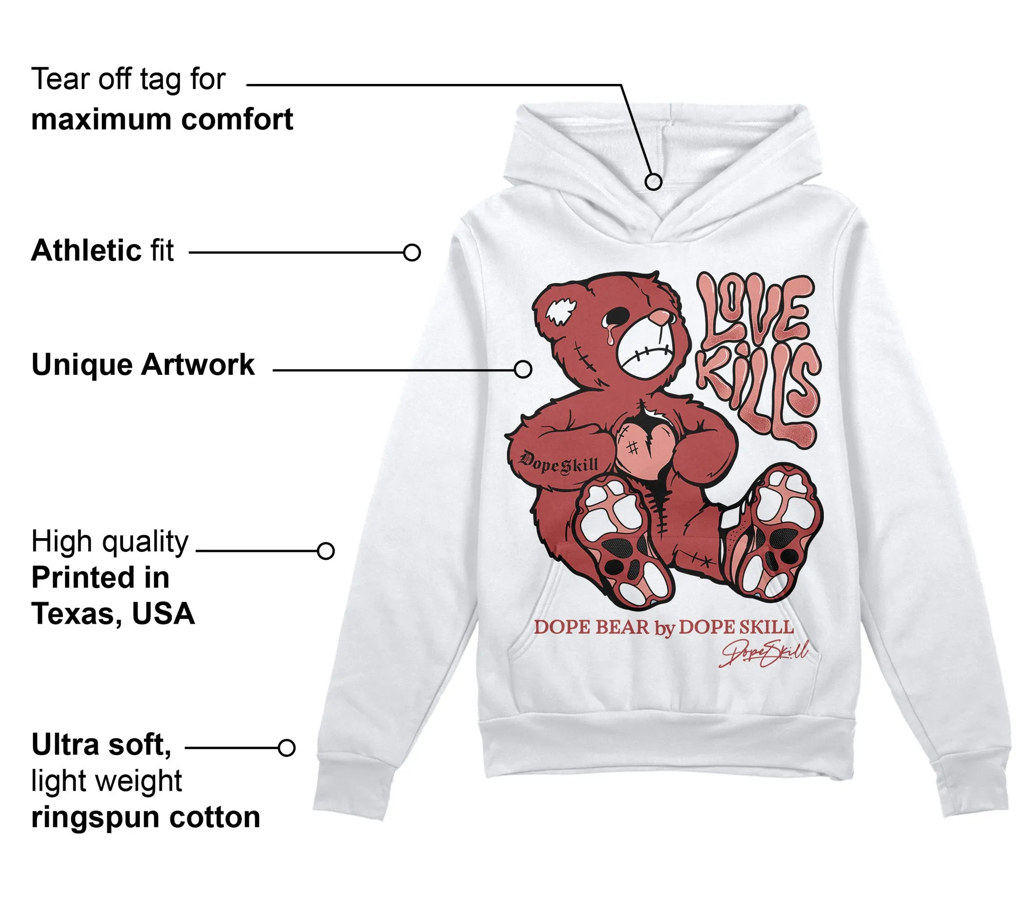 Dune Red 13s DopeSkill Hoodie Sweatshirt Love Kills Graphic sold by DopeSkill product image thumbnail 3