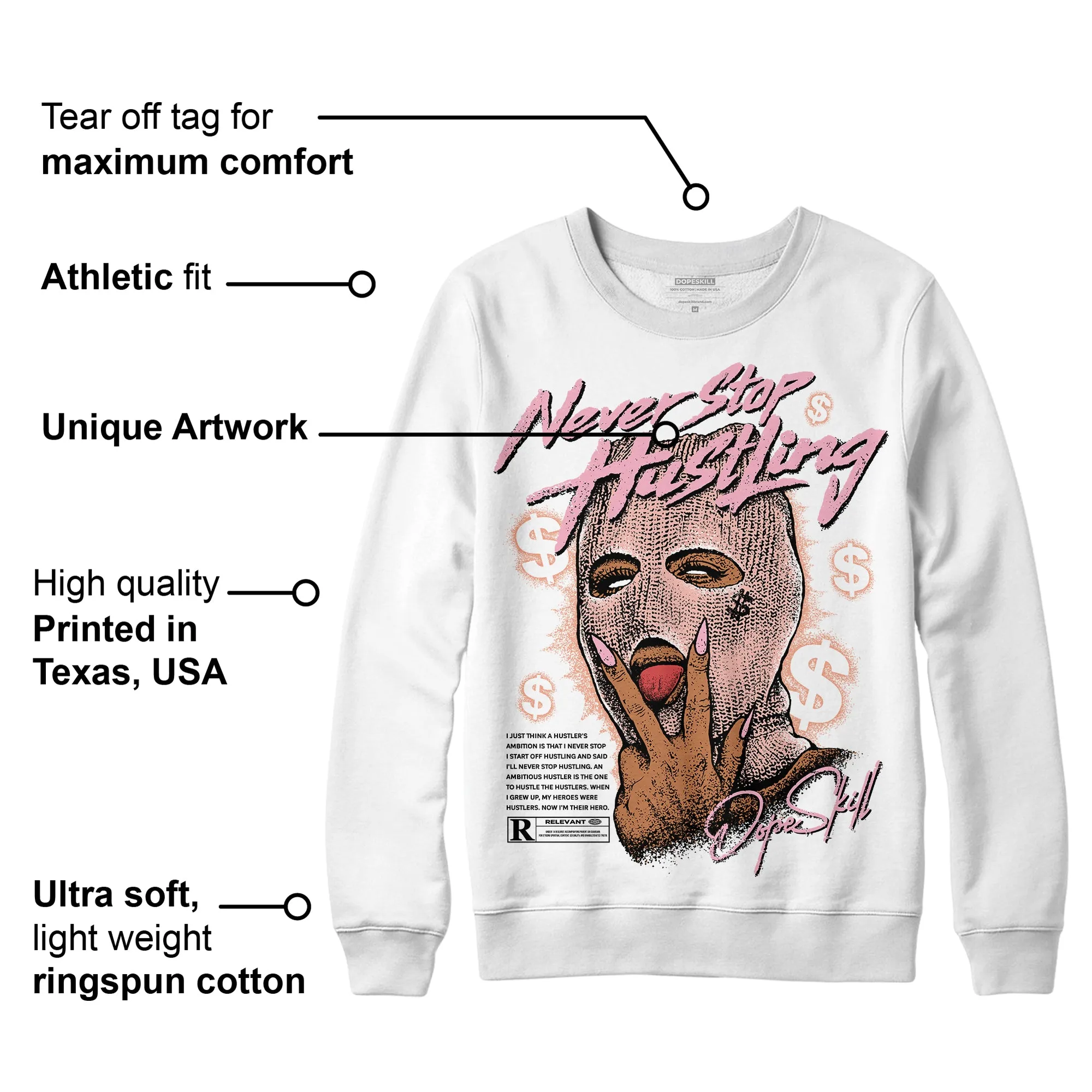 Legend Pink 11s DopeSkill Sweatshirt Never Stop Hustling Graphic sold by DopeSkill product image thumbnail 3