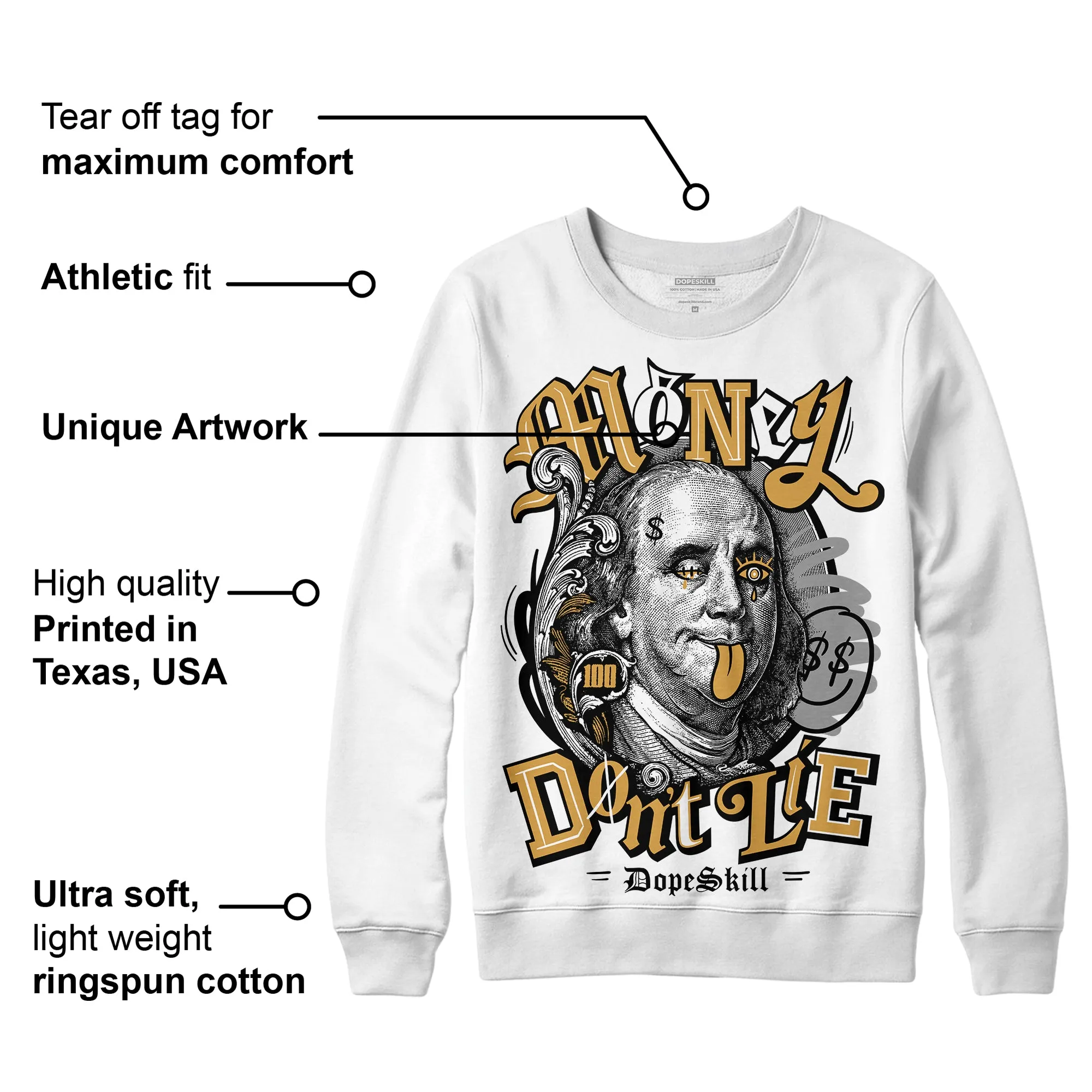 Gratitude 11s DopeSkill Sweatshirt Money Don't Lie Graphic sold by DopeSkill product image thumbnail 3