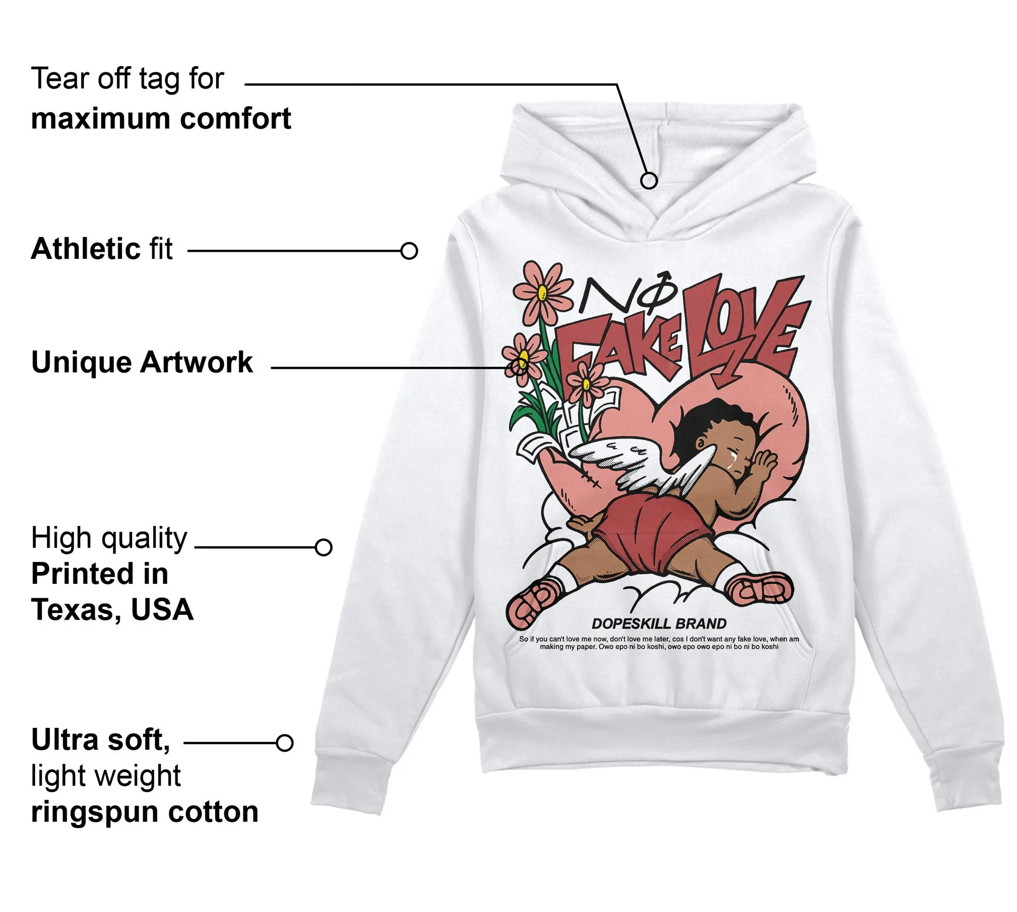 Dune Red 13s DopeSkill Hoodie Sweatshirt No Fake Love Graphic sold by DopeSkill product image thumbnail 3