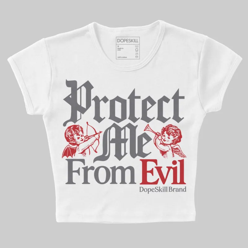 Cement Grey 3s DopeSkill Women's Crop Top Protect Me From Evil Graphic sold by DopeSkill