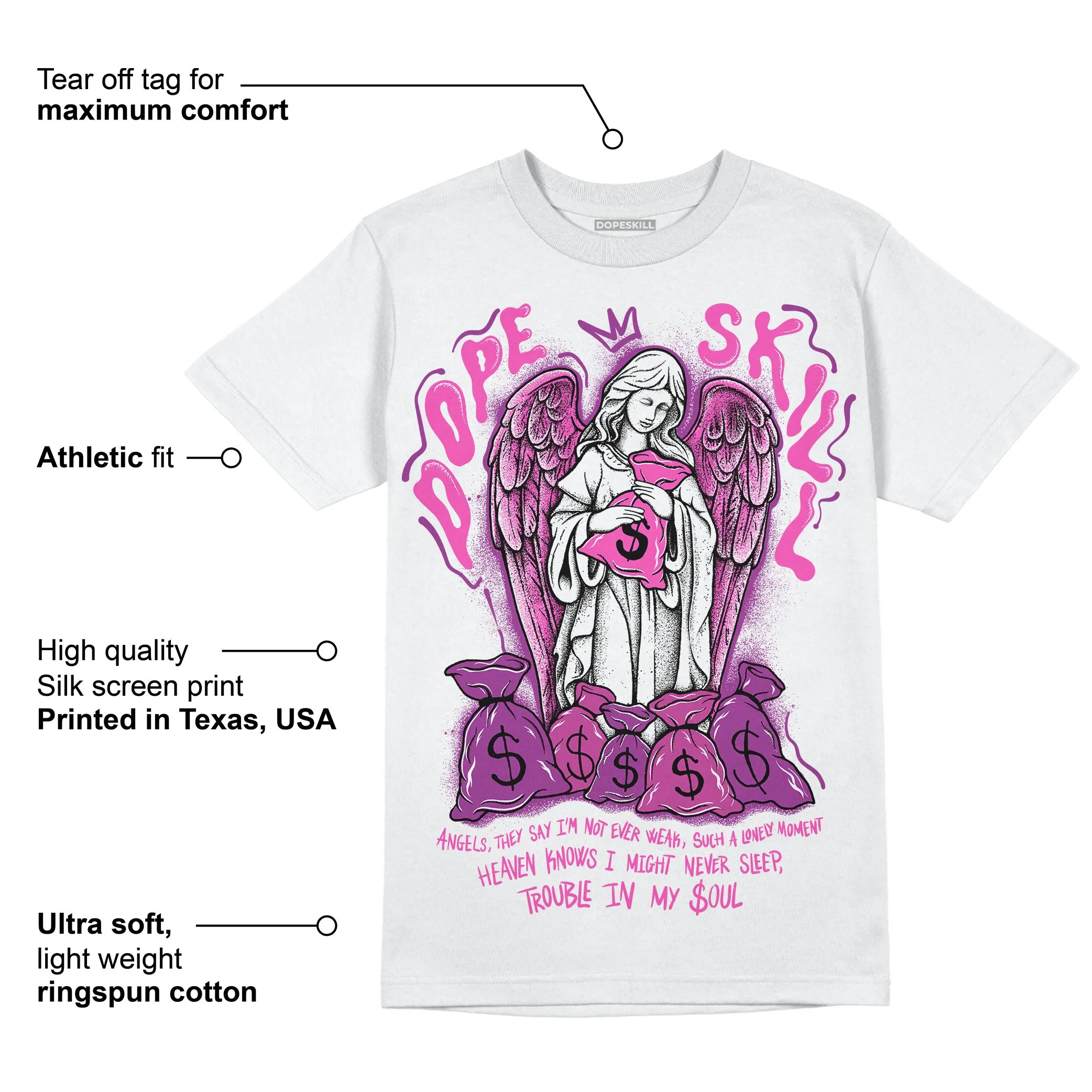 Hyper Violet 4s DopeSkill T-Shirt Angels Graphic sold by DopeSkill product image thumbnail 3