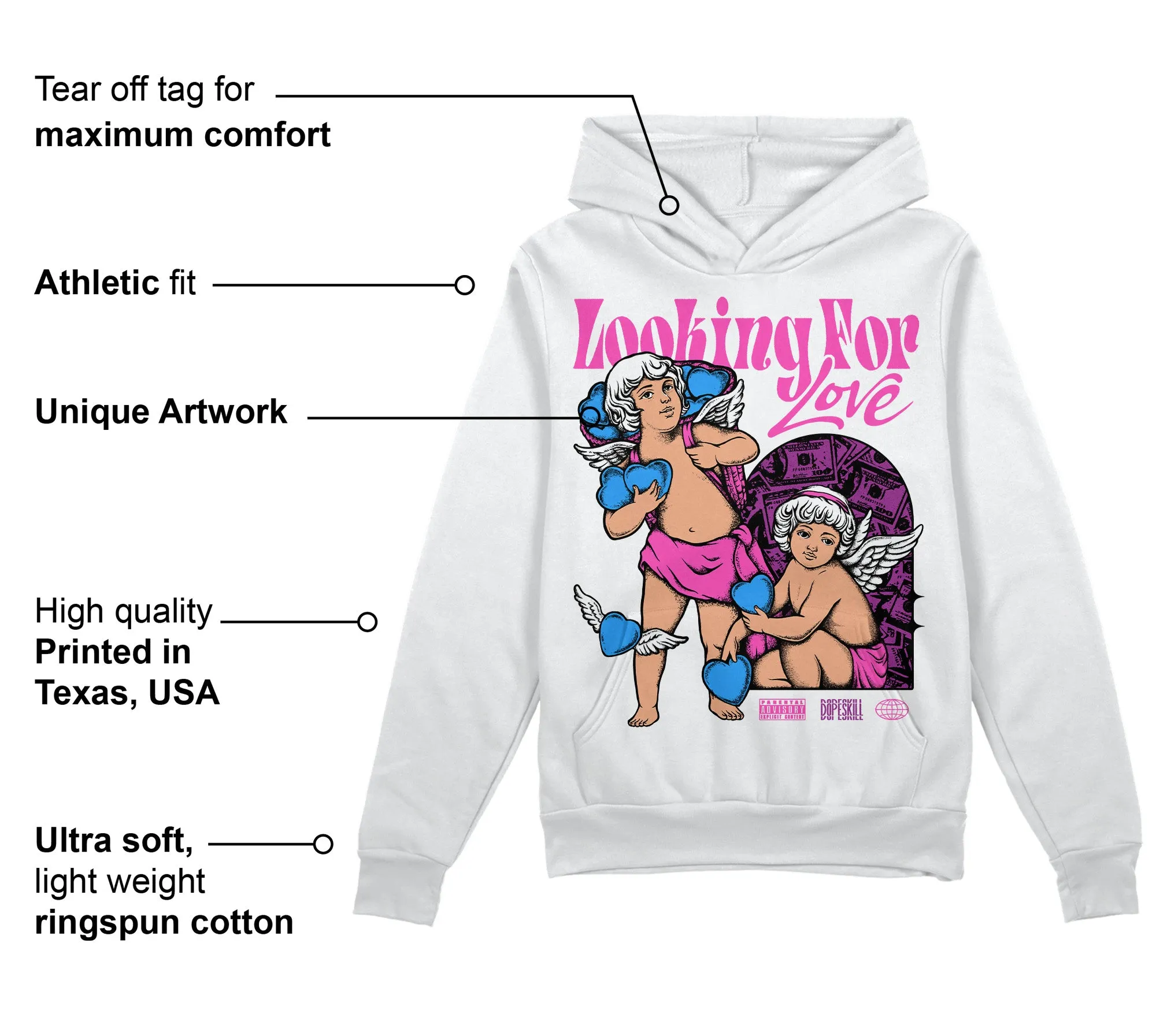 Hyper Violet 4s DopeSkill Hoodie Sweatshirt Looking For Love Graphic sold by DopeSkill product image thumbnail 3