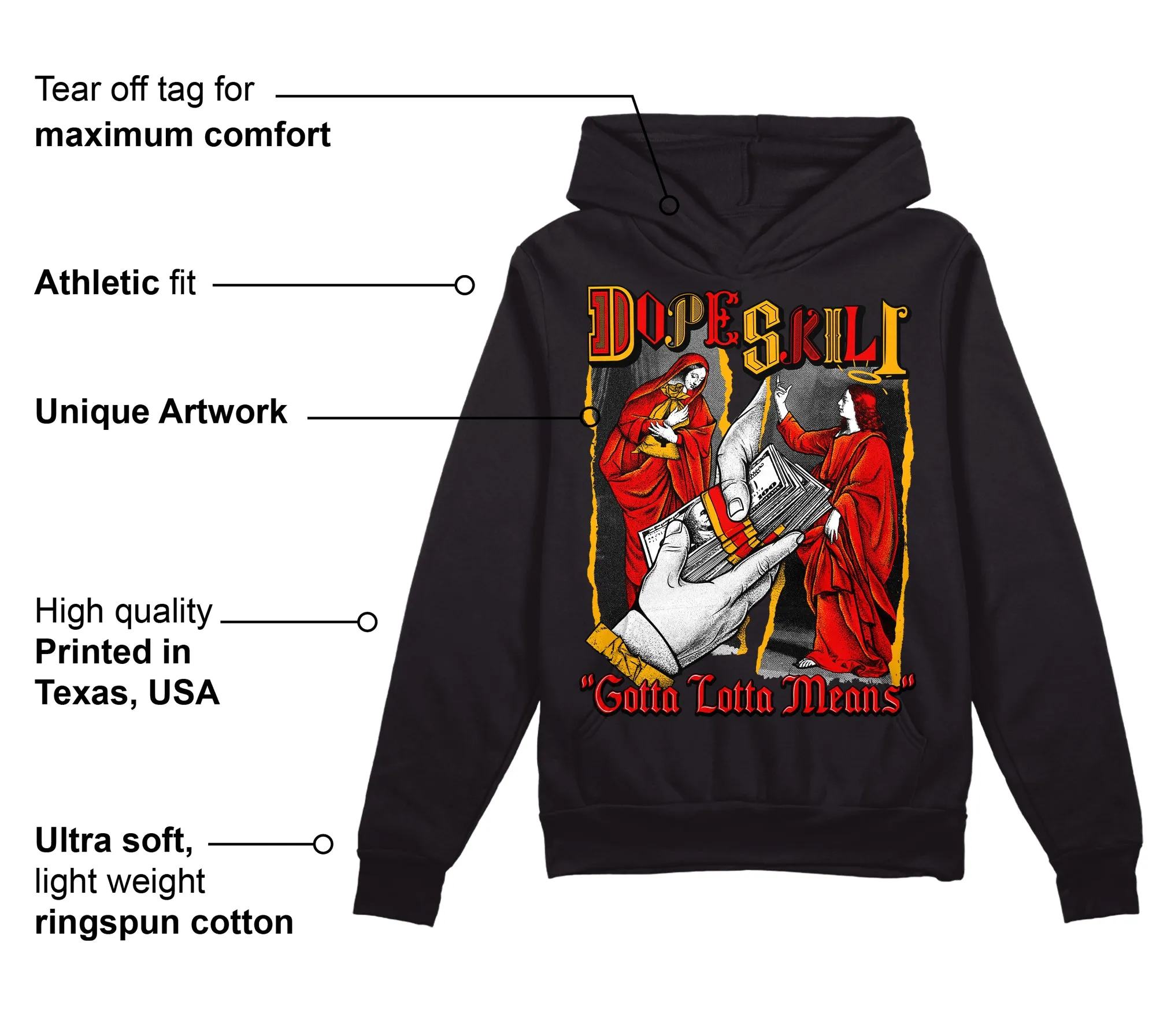 Red Collection DopeSkill Hoodie Sweatshirt Gotta Lotta Means Graphic sold by DopeSkill product image thumbnail 3