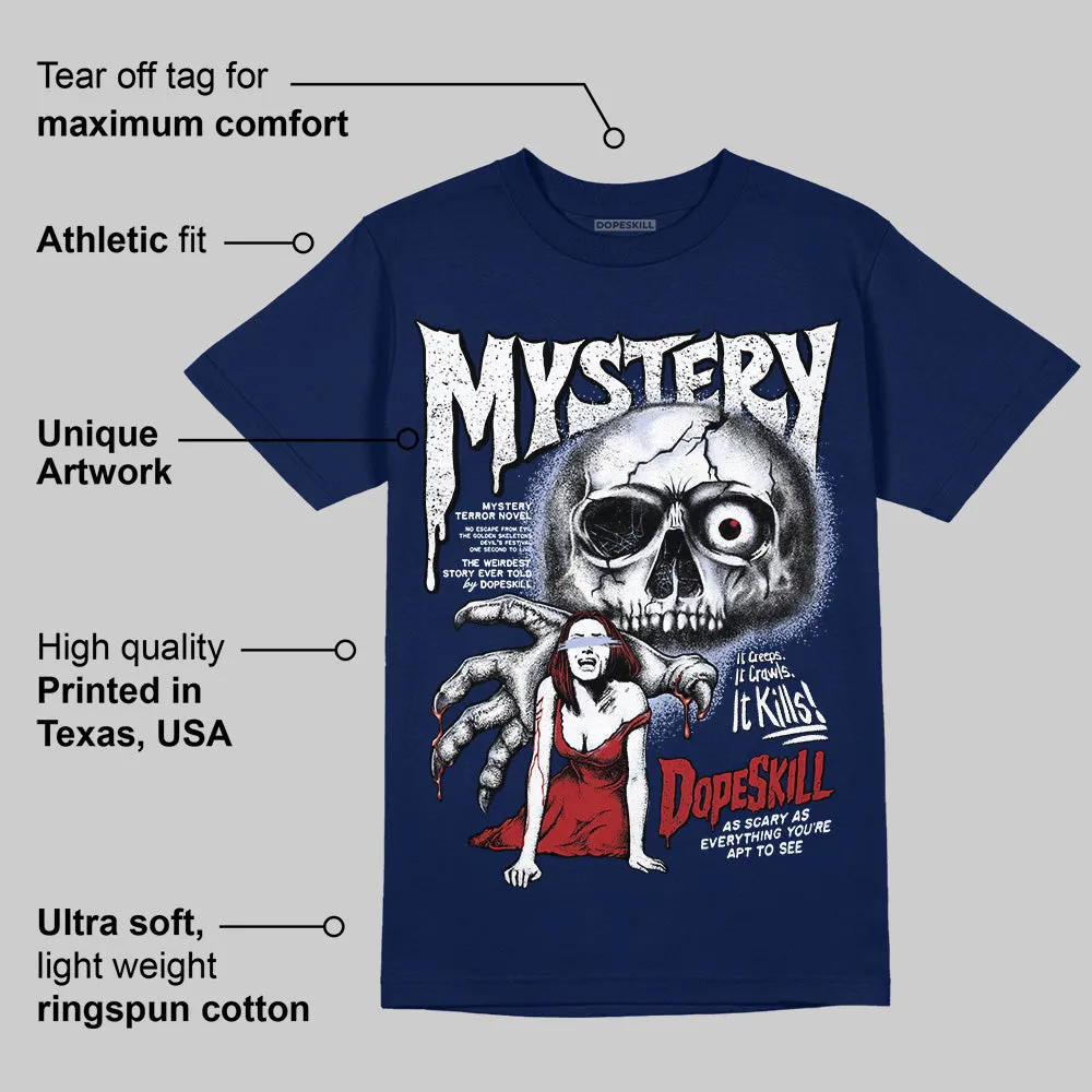 White and Midnight Navy 6s DopeSkill Navy T-shirt Mystery Ghostly Grasp Graphic sold by DopeSkill product image thumbnail 2