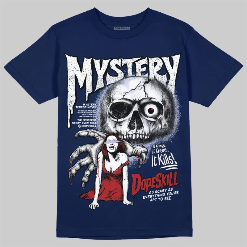 White and Midnight Navy 6s DopeSkill Navy T-shirt Mystery Ghostly Grasp Graphic sold by DopeSkill