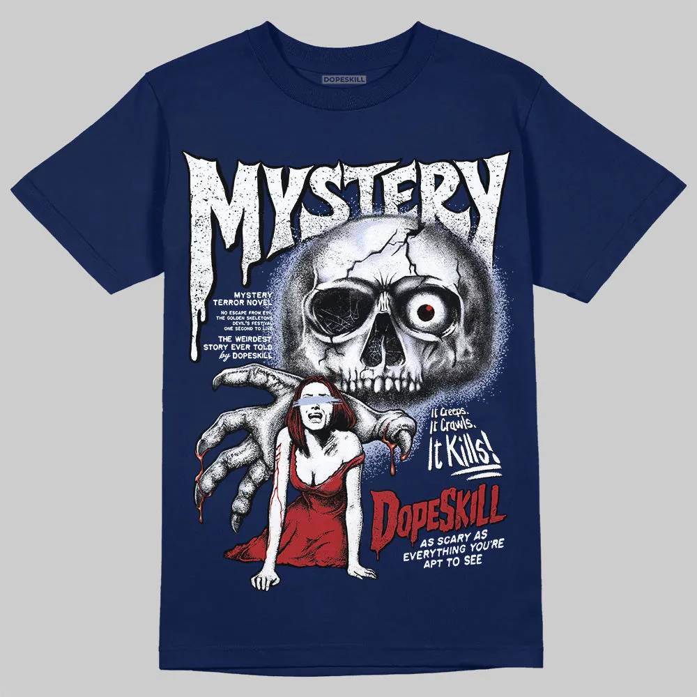 White and Midnight Navy 6s DopeSkill Navy T-shirt Mystery Ghostly Grasp Graphic sold by DopeSkill
