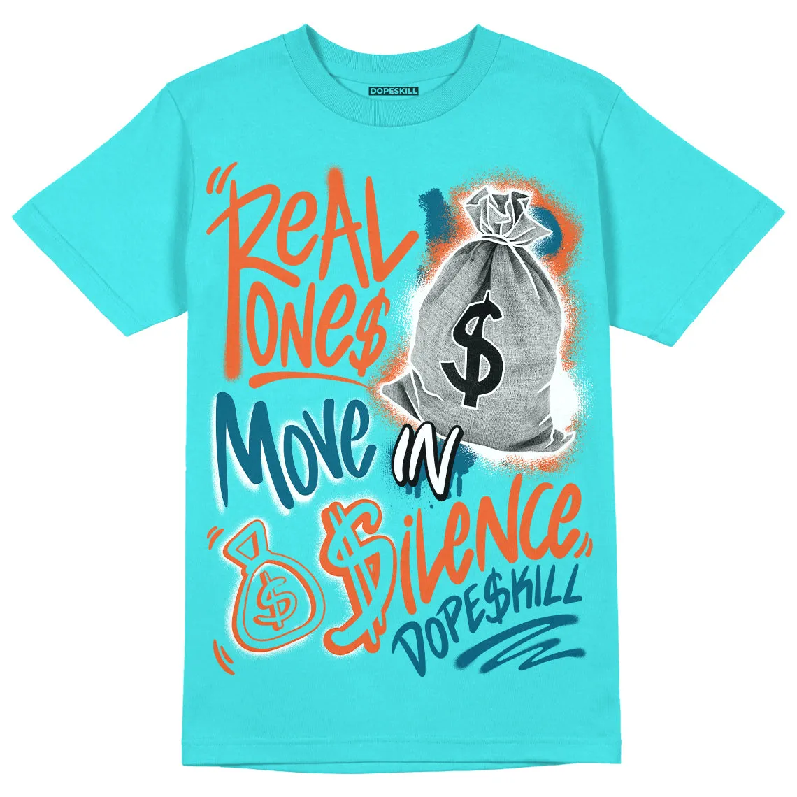 Dunk Dolphins DopeSkill Tahiti Blue T-shirt Real Ones Move In Silence Graphic sold by DopeSkill