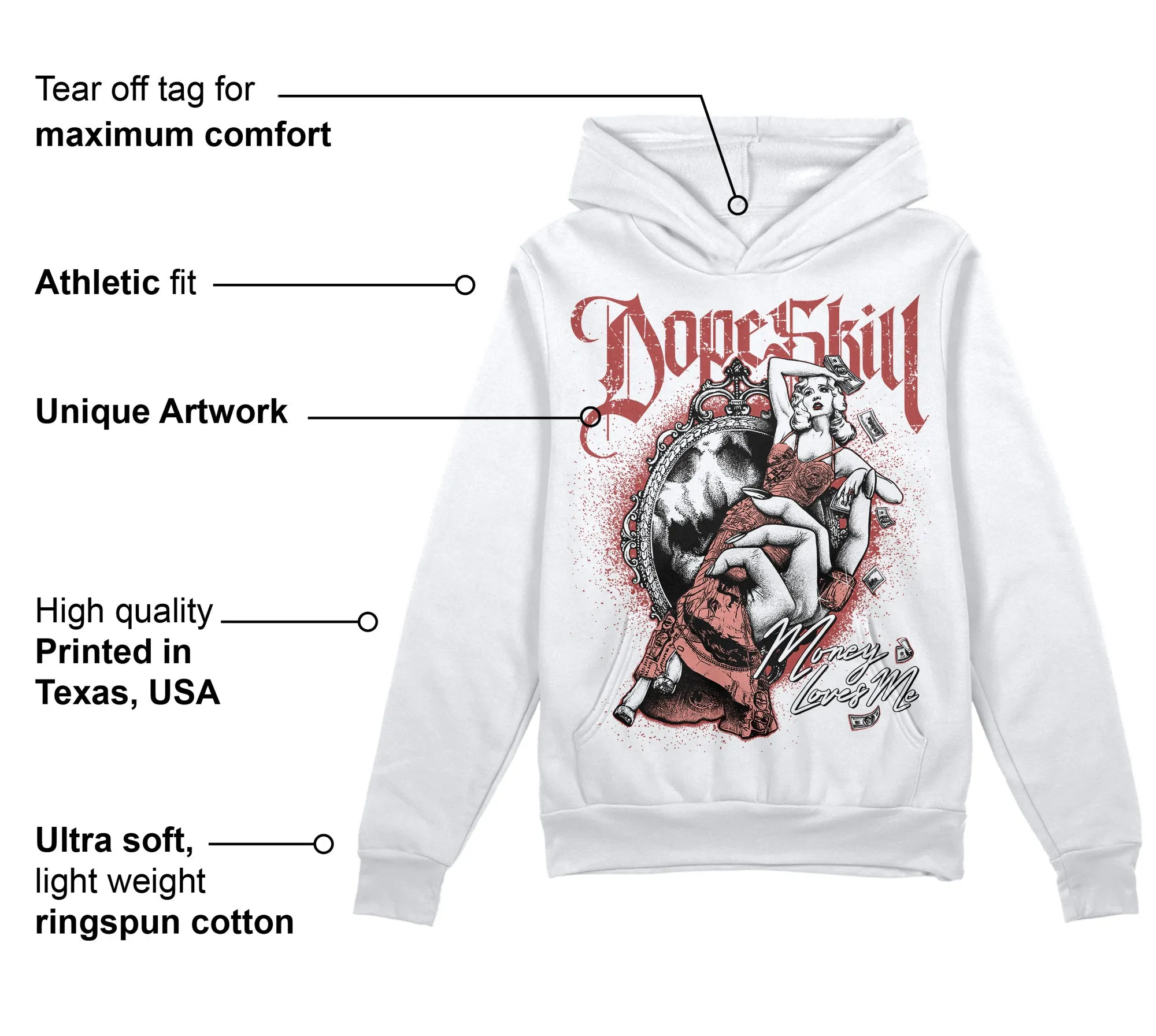 Dune Red 13s DopeSkill Hoodie Sweatshirt Money Loves Me Graphic sold by DopeSkill product image thumbnail 3