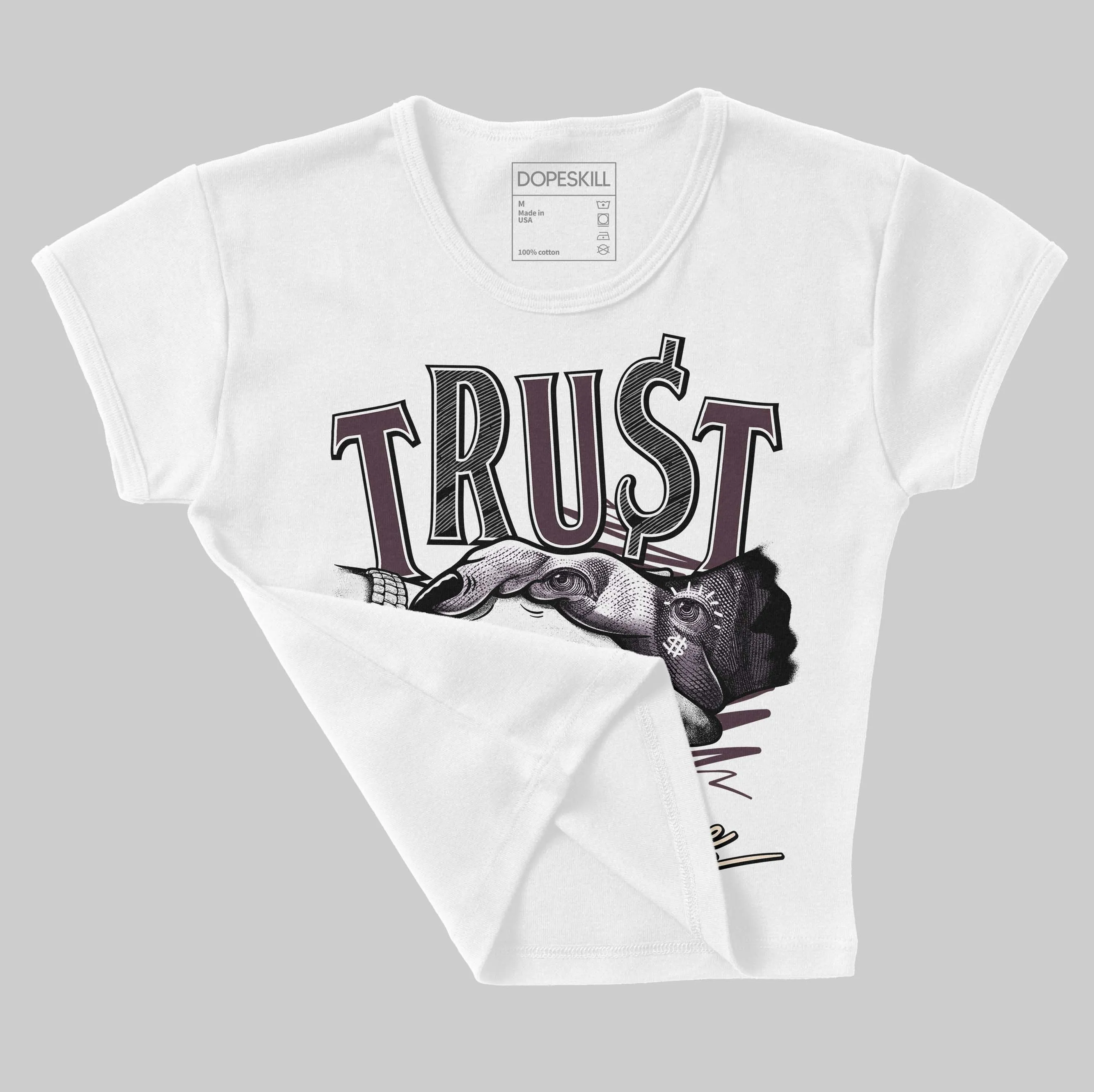 Burgundy Crush 3s DopeSkill Women's Crop Top Trust No One Graphic sold by DopeSkill product image thumbnail 3