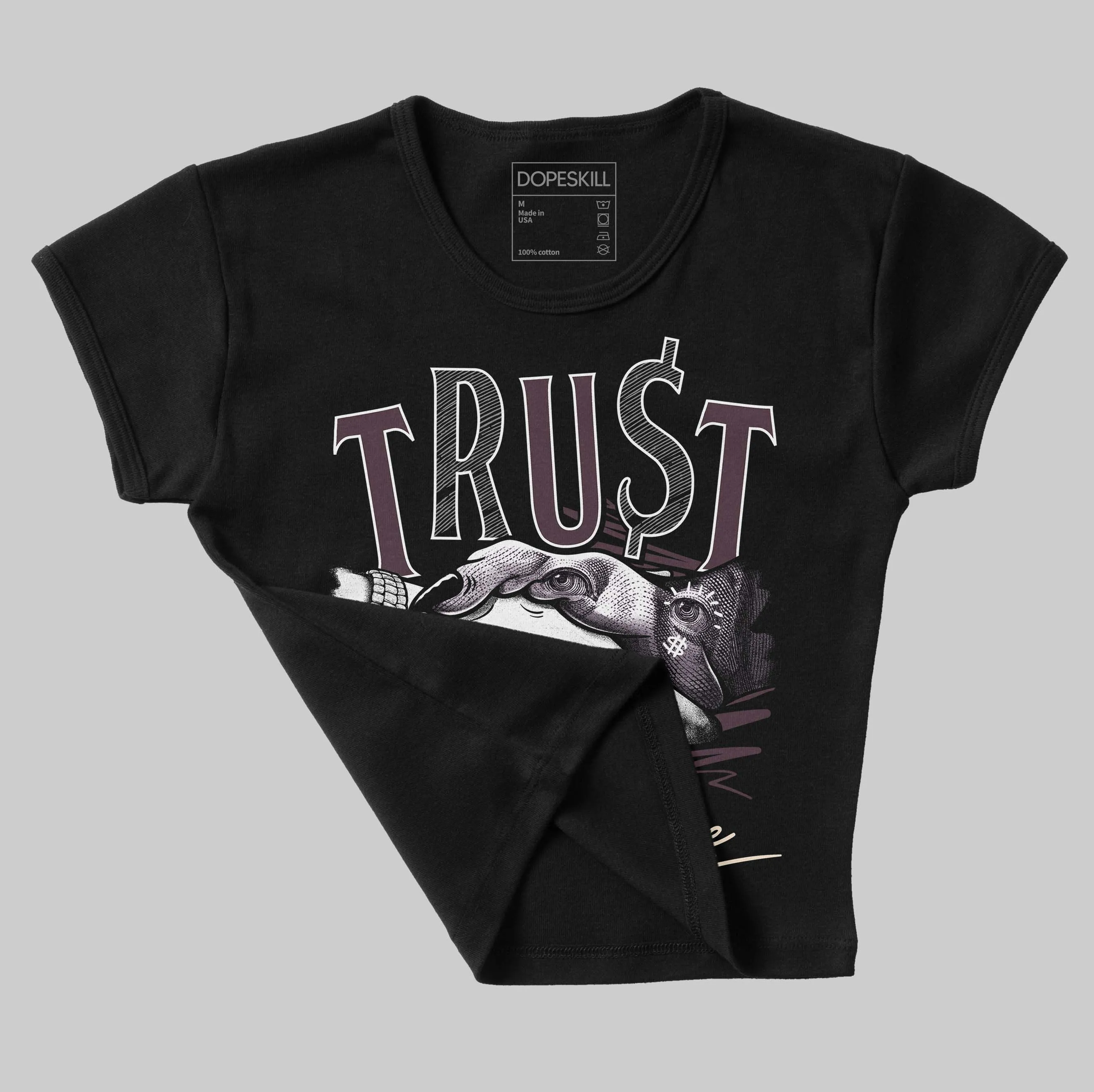 Burgundy Crush 3s DopeSkill Women's Crop Top Trust No One Graphic sold by DopeSkill product image thumbnail 4