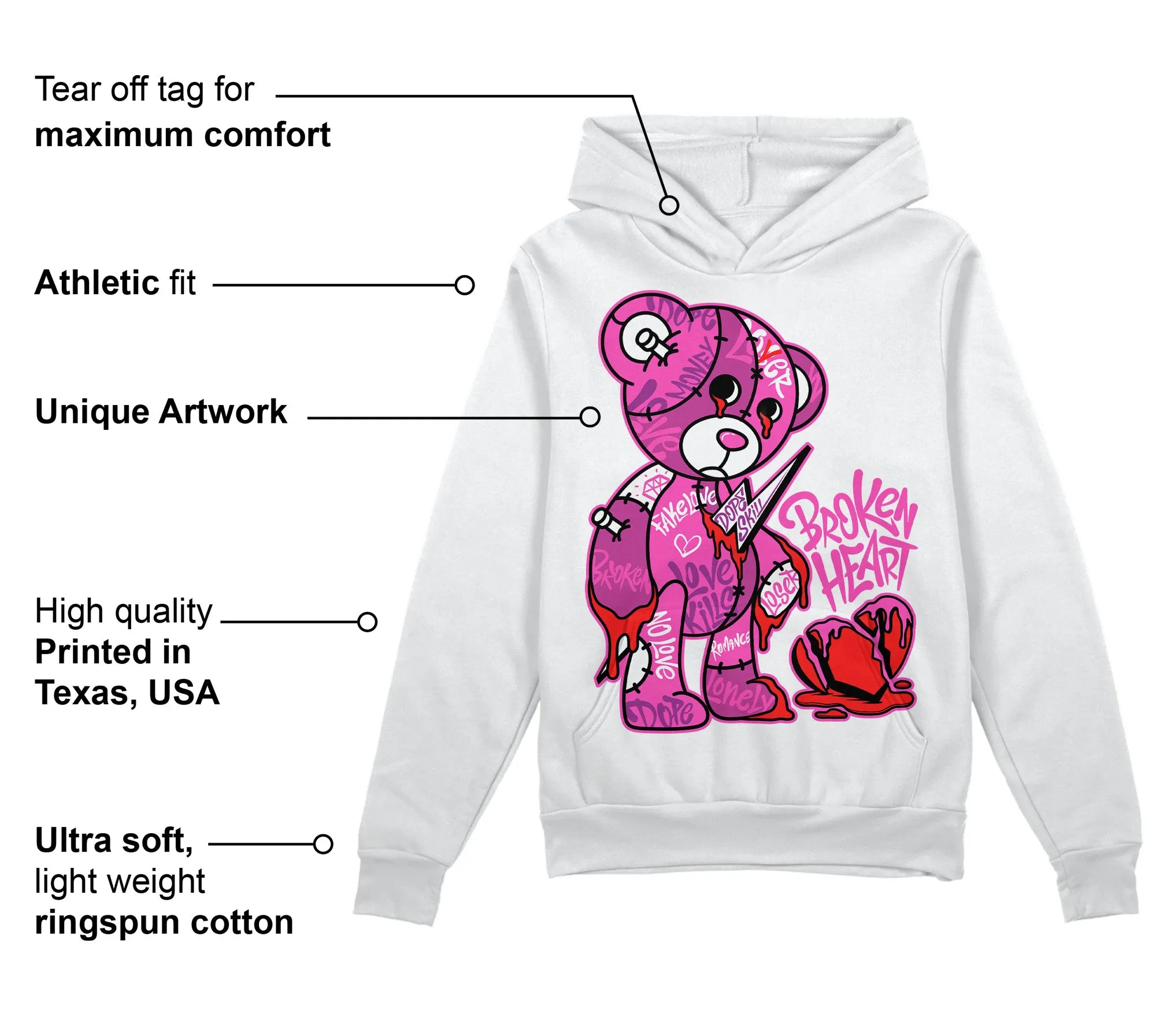 Hyper Violet 4s DopeSkill Hoodie Sweatshirt Broken Heart Graphic sold by DopeSkill product image thumbnail 3