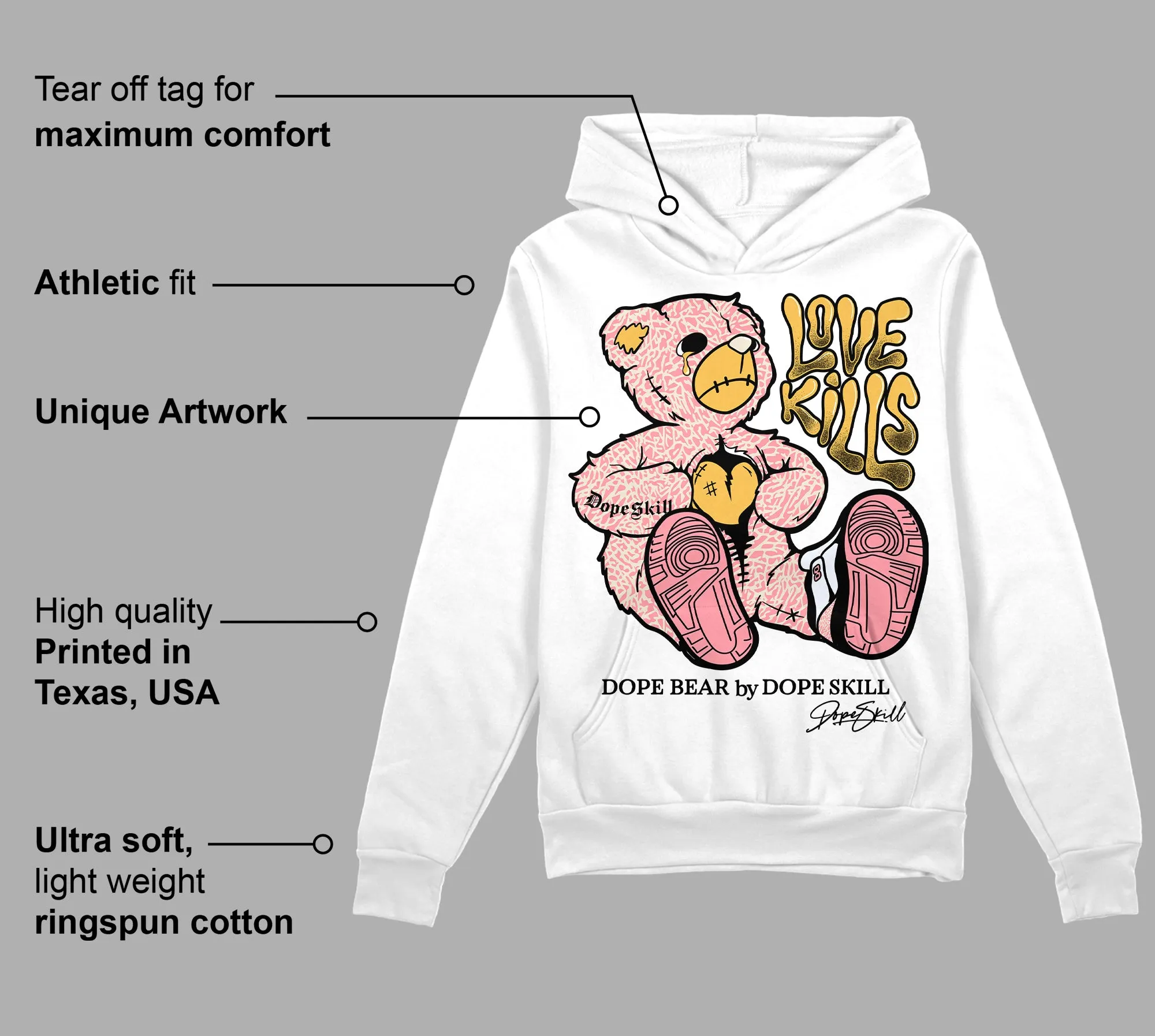 Red Stardust 3s DopeSkill Hoodie Sweatshirt Love Kills Graphic sold by DopeSkill product image thumbnail 3