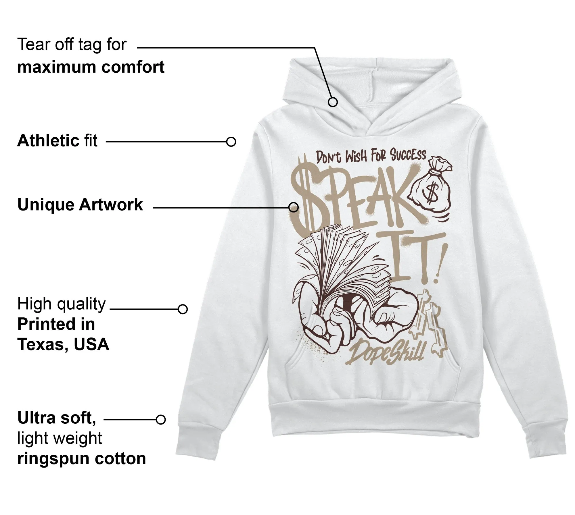 Latte 1s DopeSkill Hoodie Sweatshirt Speak It Graphic sold by DopeSkill product image thumbnail 3