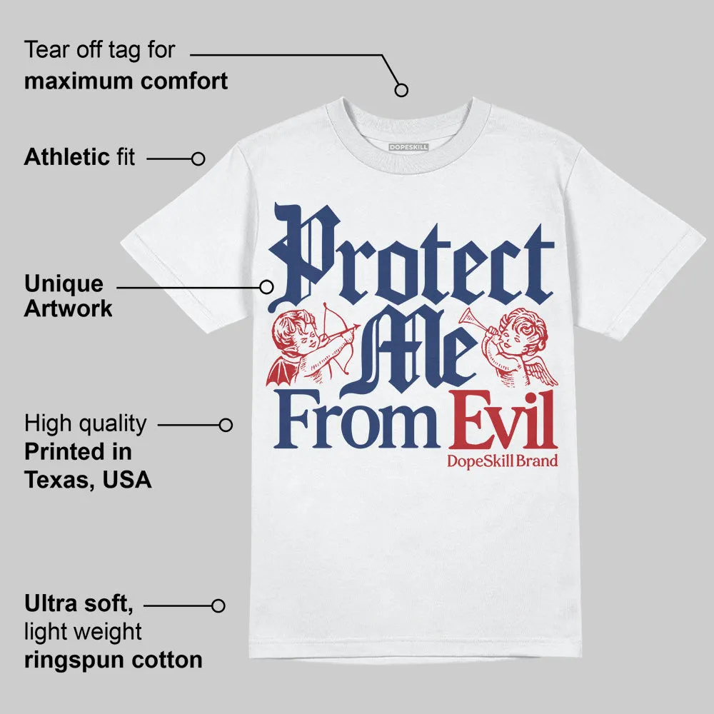 White and Midnight Navy 6s DopeSkill T-Shirt Protect Me From Evil Graphic sold by DopeSkill product image thumbnail 3