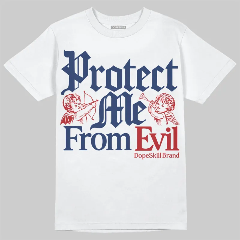 White and Midnight Navy 6s DopeSkill T-Shirt Protect Me From Evil Graphic sold by DopeSkill