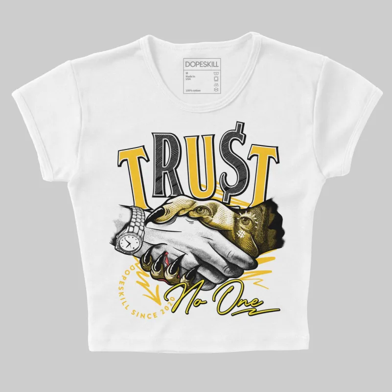 Vivid Sulfur 4s DopeSkill Women's Crop Top Trust No One Graphic sold by DopeSkill