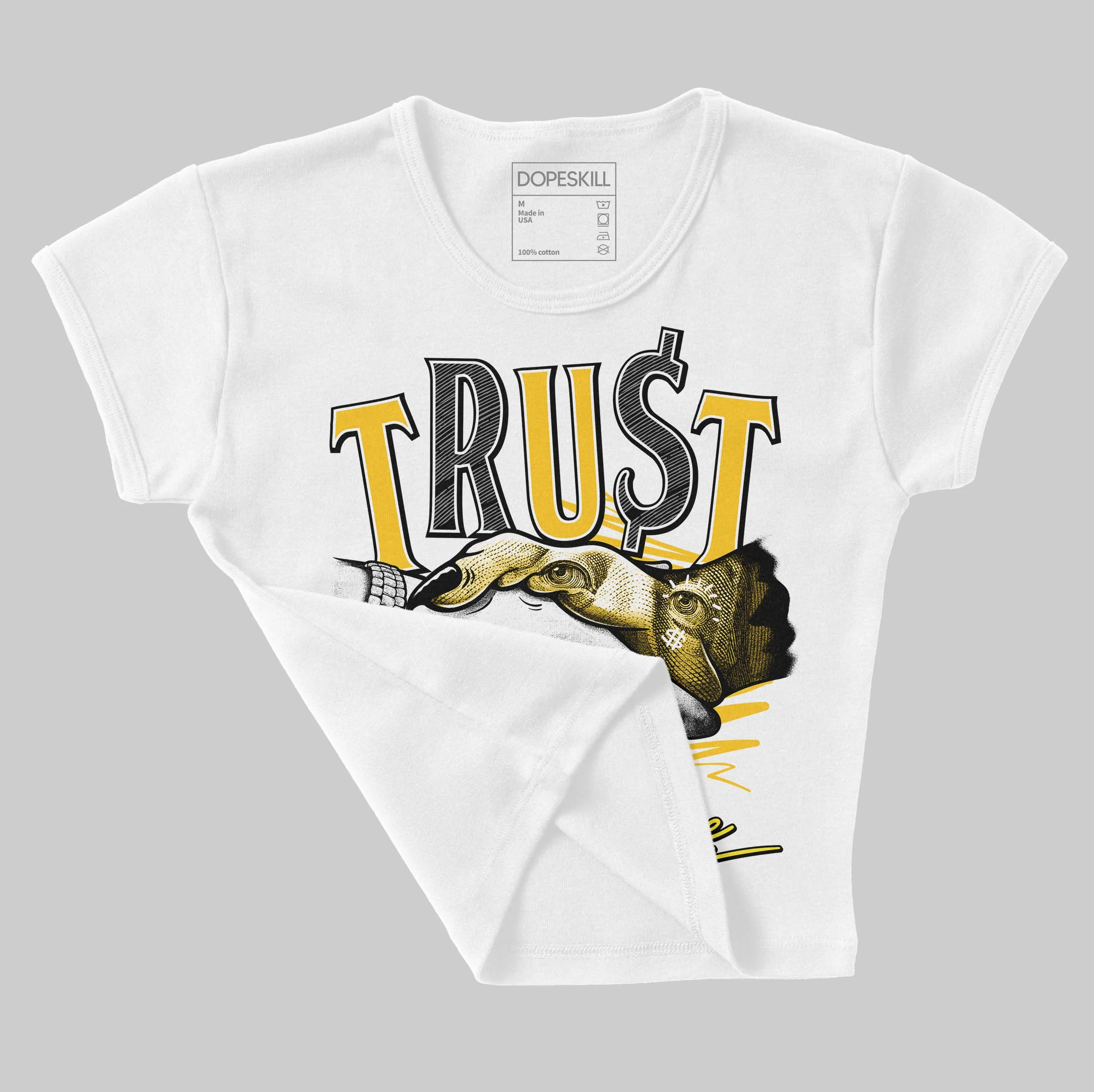 Vivid Sulfur 4s DopeSkill Women's Crop Top Trust No One Graphic sold by DopeSkill product image thumbnail 3
