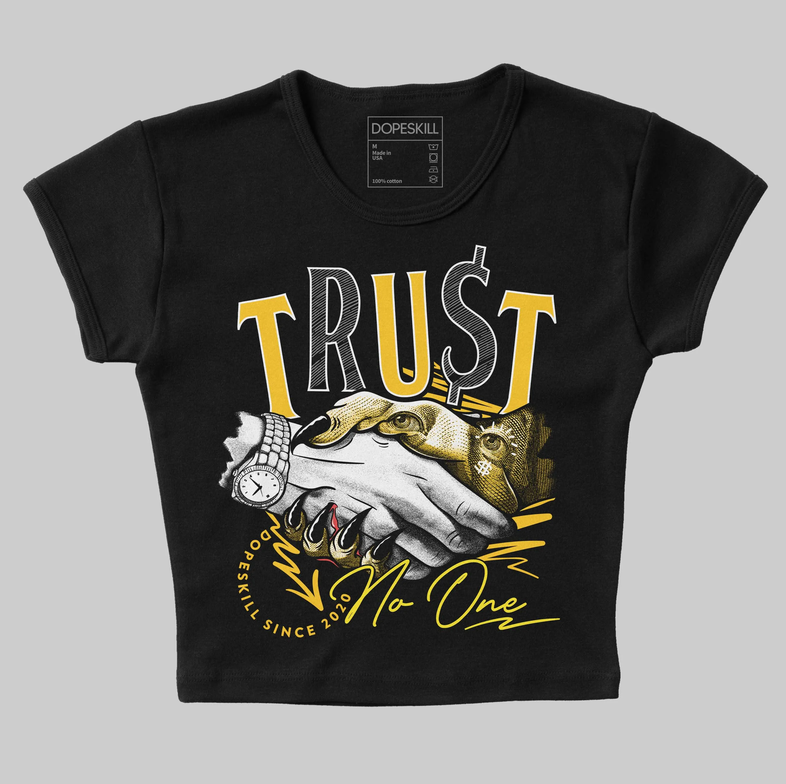 Vivid Sulfur 4s DopeSkill Women's Crop Top Trust No One Graphic sold by DopeSkill product image thumbnail 2