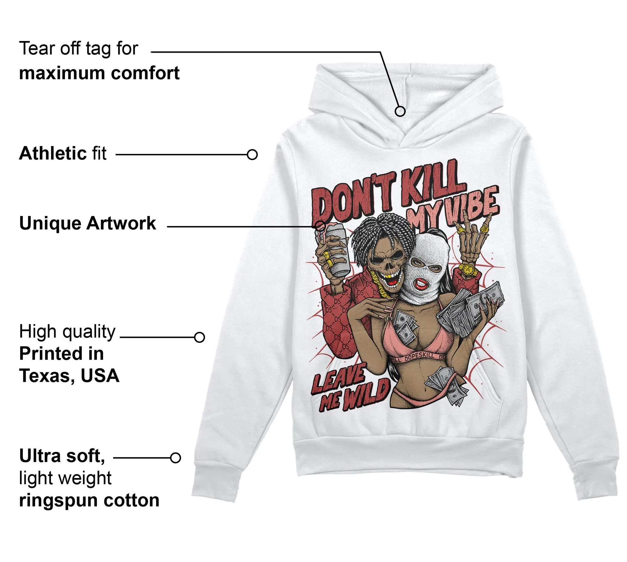 Dune Red 13s DopeSkill Hoodie Sweatshirt Don't Kill My Vibe Graphic sold by DopeSkill product image thumbnail 3