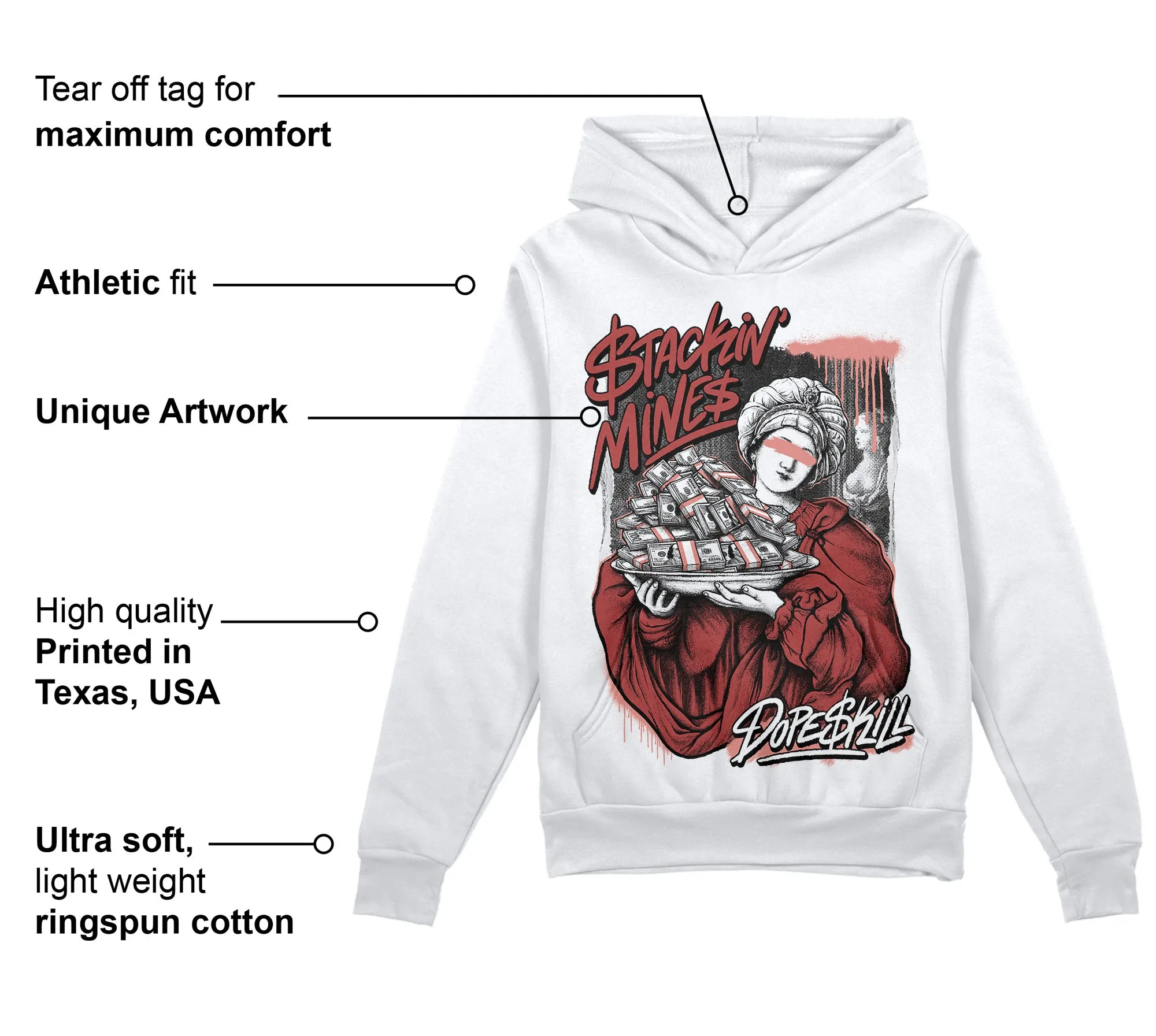 Dune Red 13s DopeSkill Hoodie Sweatshirt Stackin Mines Graphic sold by DopeSkill product image thumbnail 3