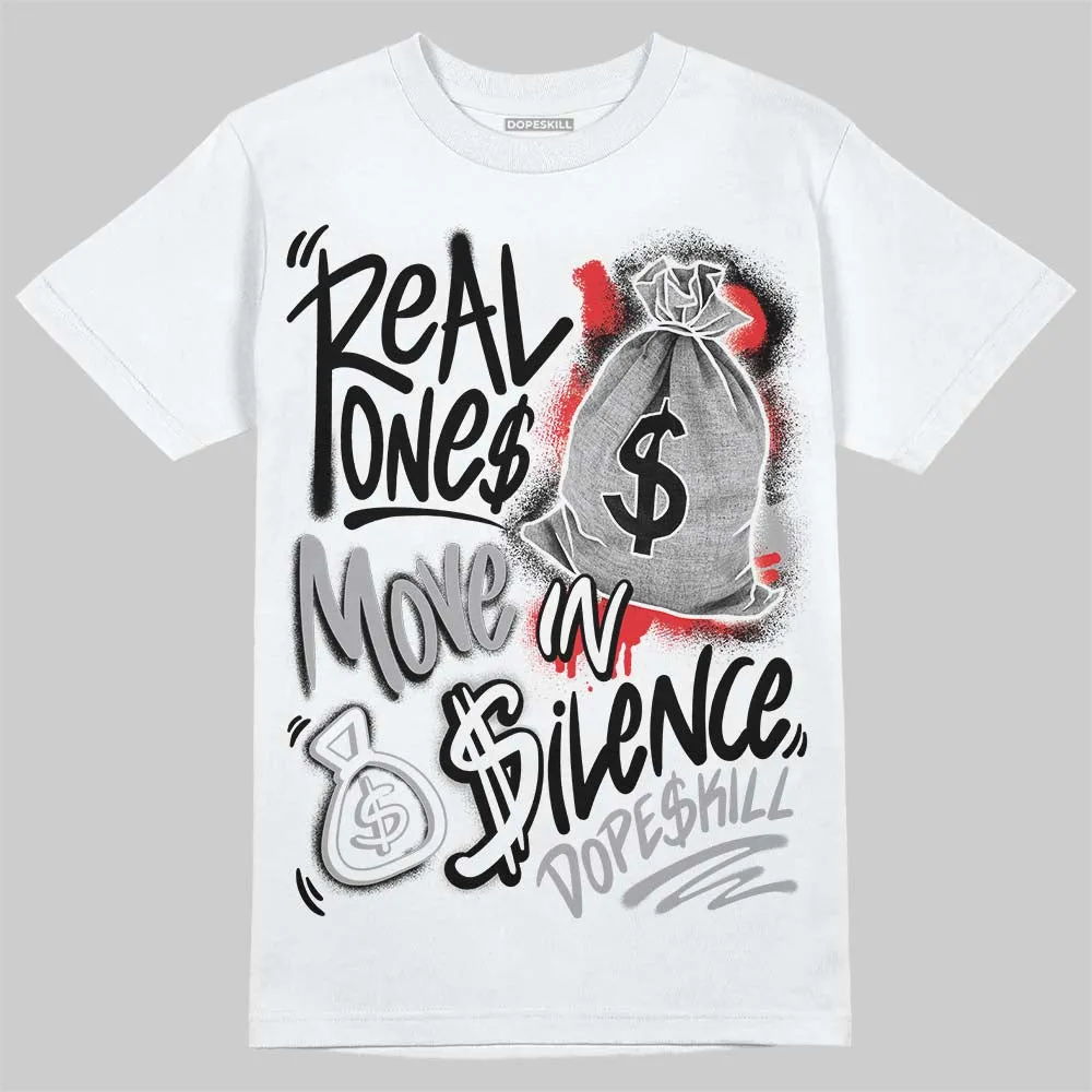 White Thunder 4s DopeSkill T-Shirt Real Ones Move In Silence Graphic sold by DopeSkill product image thumbnail 2