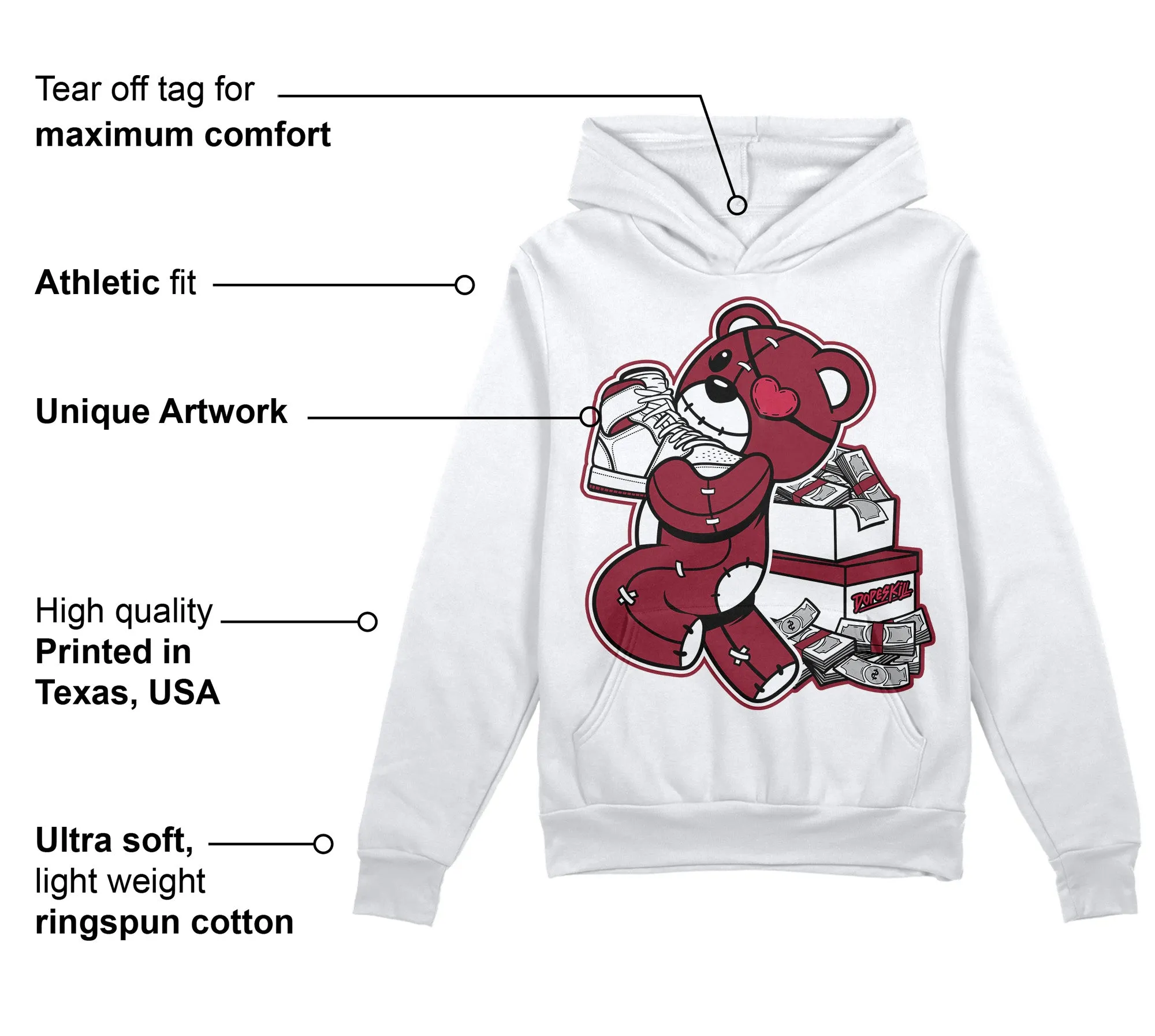 85 Metallic Burgundy 1s DopeSkill Hoodie Sweatshirt Bear Steals Sneaker Graphic sold by DopeSkill product image thumbnail 3