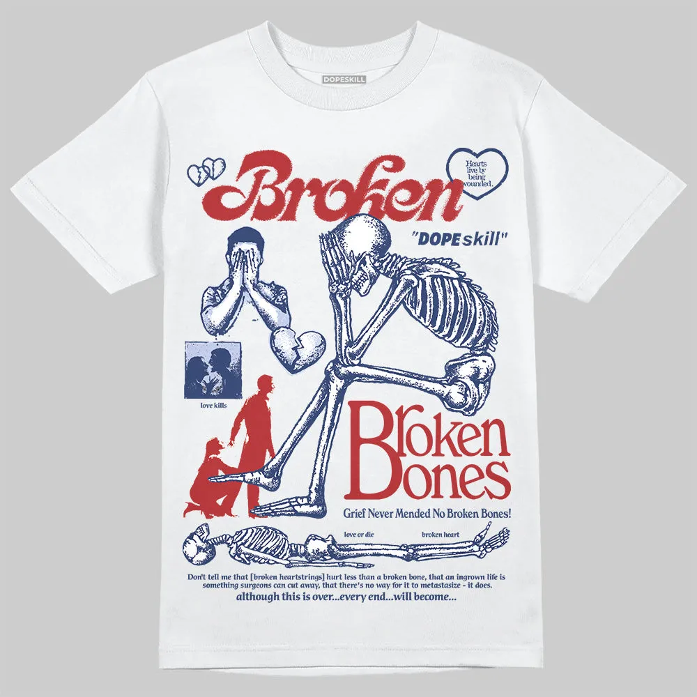 White and Midnight Navy 6s DopeSkill T-Shirt Broken Bones Graphic sold by DopeSkill