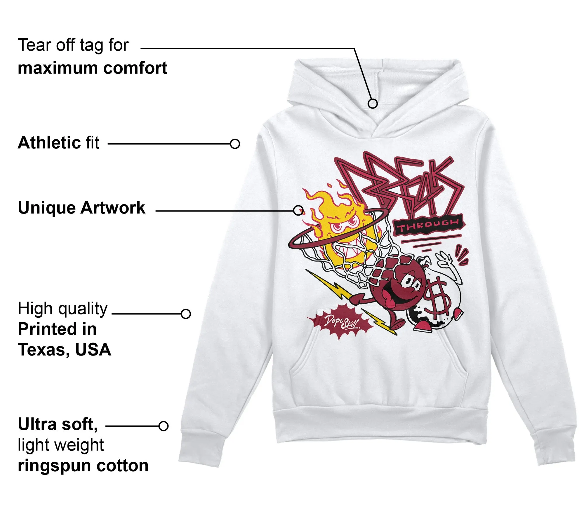 85 Metallic Burgundy 1s DopeSkill Hoodie Sweatshirt Break Through Graphic sold by DopeSkill product image thumbnail 3