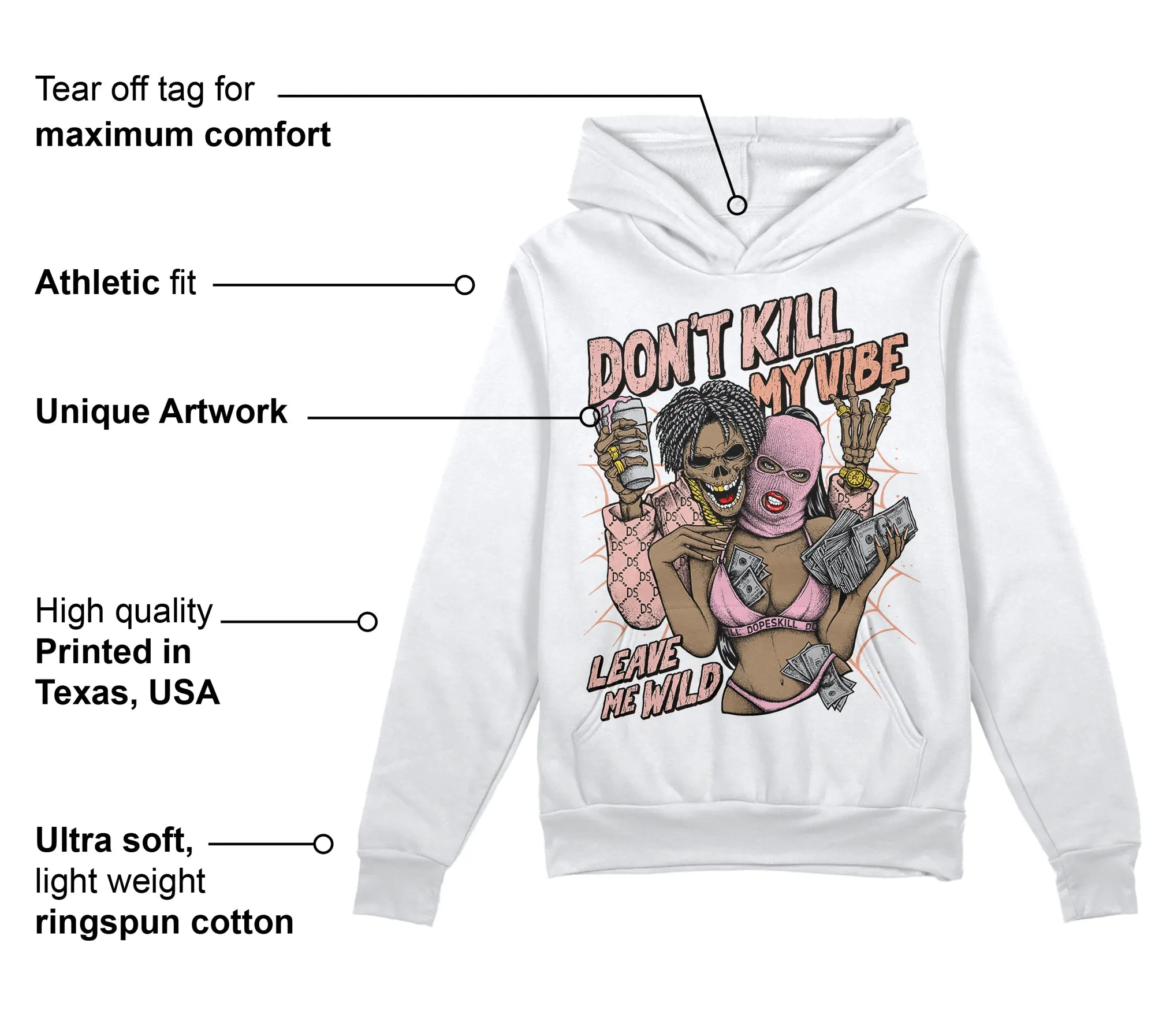 Legend Pink 11s DopeSkill Hoodie Sweatshirt Don't Kill My Vibe Graphic sold by DopeSkill product image thumbnail 3