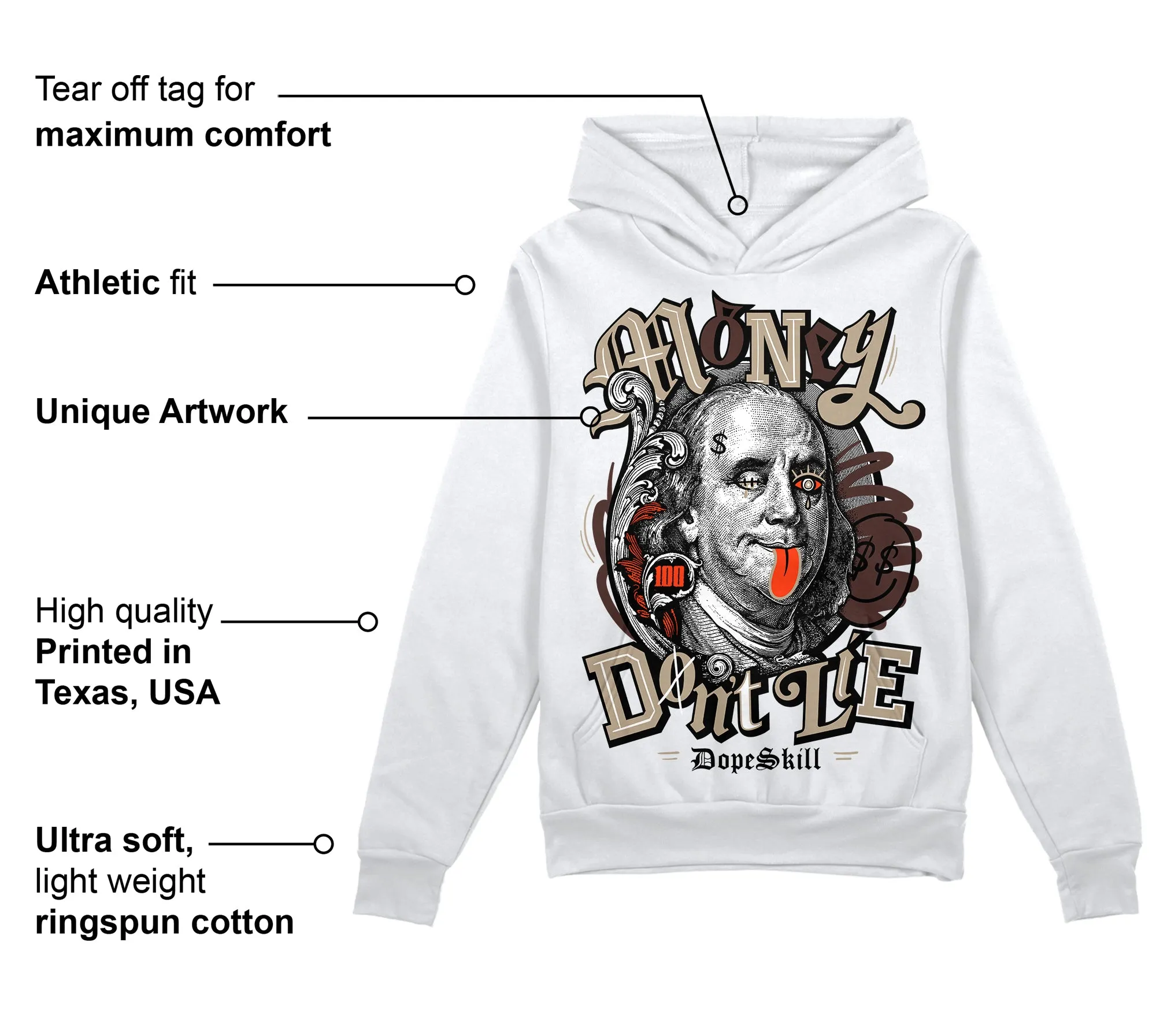 Latte 1s DopeSkill Hoodie Sweatshirt Money Don't Lie Graphic sold by DopeSkill product image thumbnail 3
