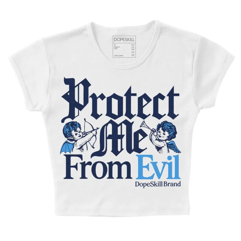 Midnight Navy 3s DopeSkill Women's Crop Top Protect Me From Evil Graphic sold by DopeSkill