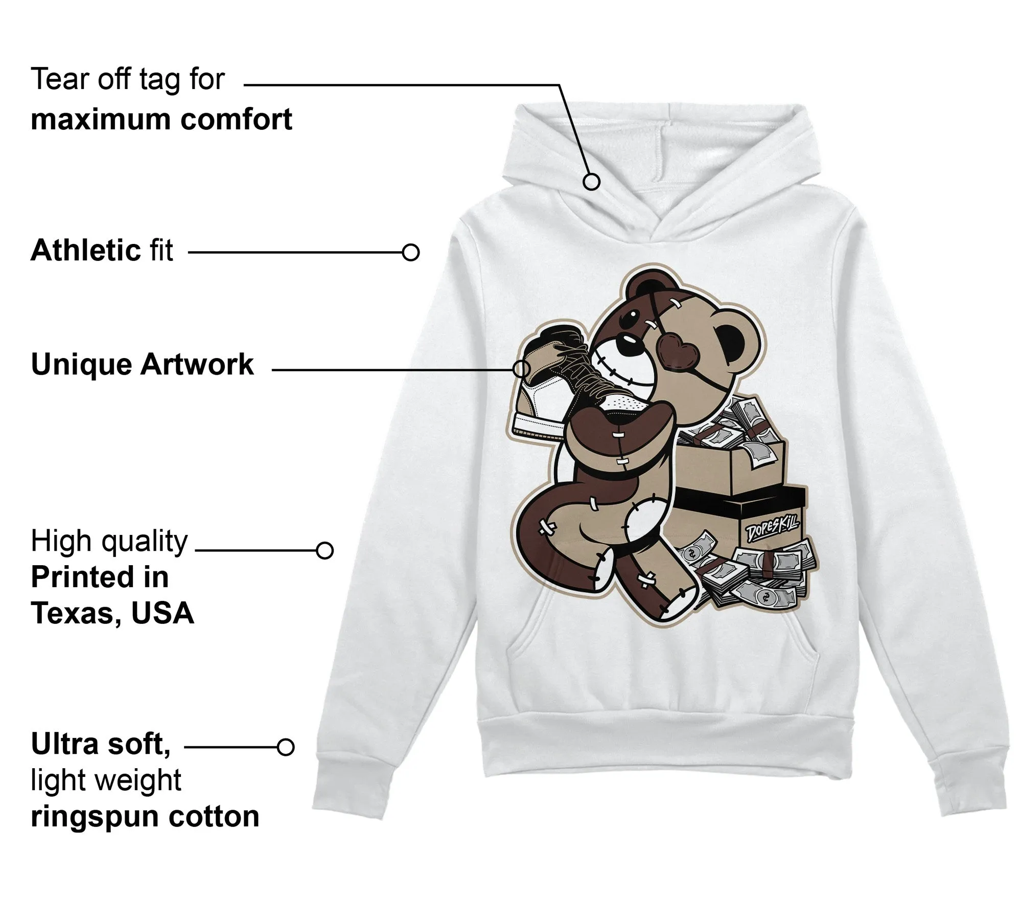 Latte 1s DopeSkill Hoodie Sweatshirt Bear Steals Sneaker Graphic sold by DopeSkill product image thumbnail 3