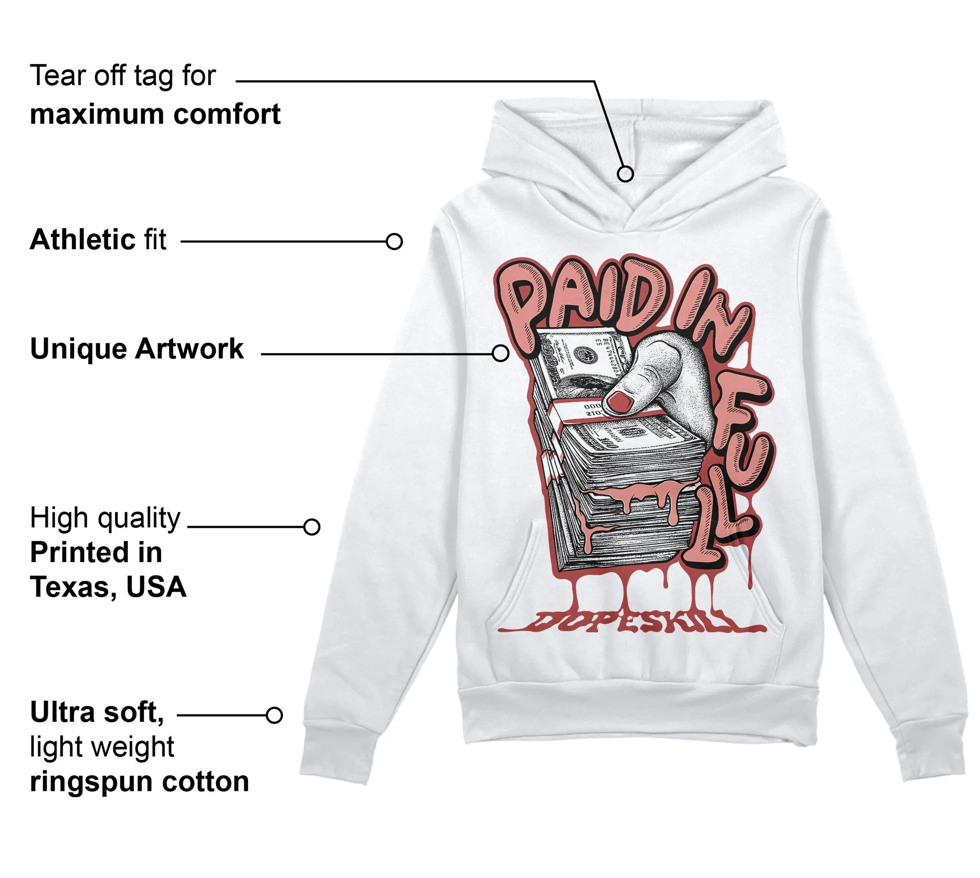 Dune Red 13s DopeSkill Hoodie Sweatshirt Paid In Full Graphic sold by DopeSkill product image thumbnail 3