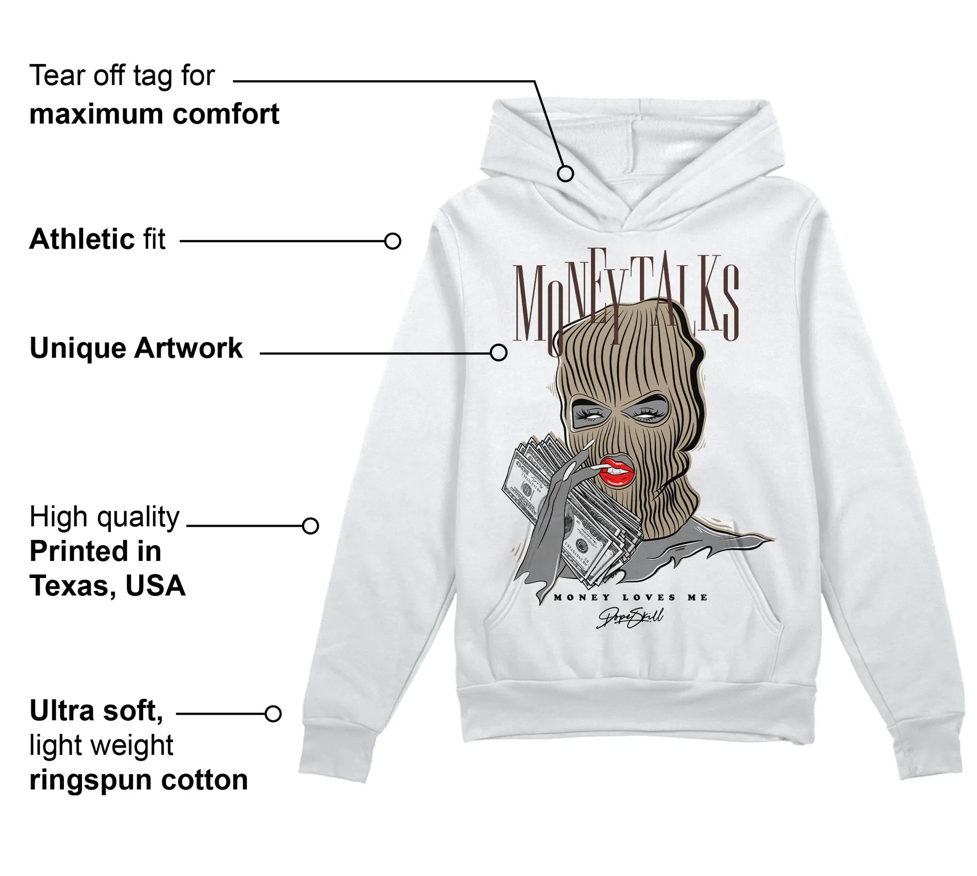 Latte 1s DopeSkill Hoodie Sweatshirt Money Talks Graphic sold by DopeSkill product image thumbnail 3