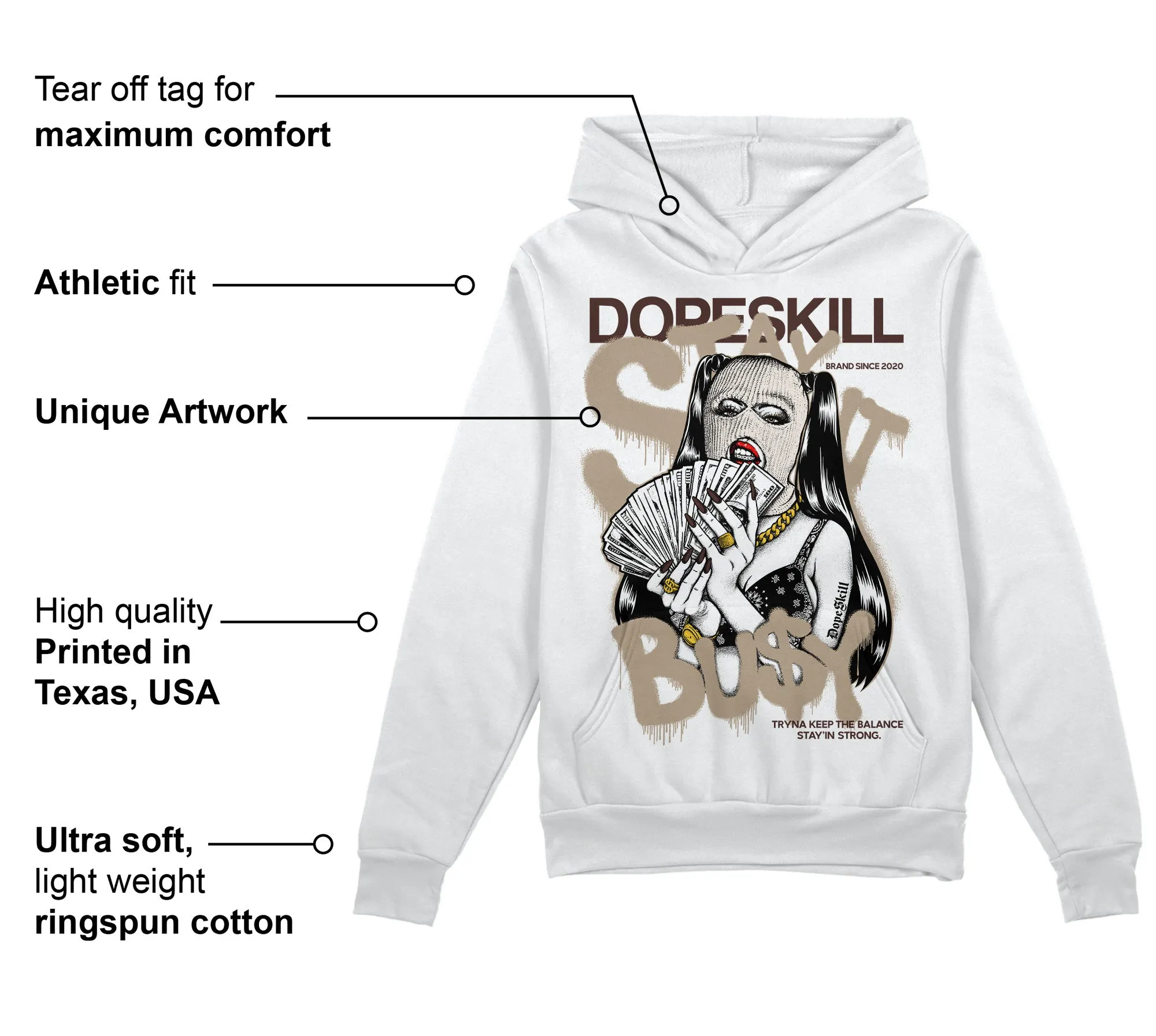 Latte 1s DopeSkill Hoodie Sweatshirt Stay It Busy Graphic sold by DopeSkill product image thumbnail 3