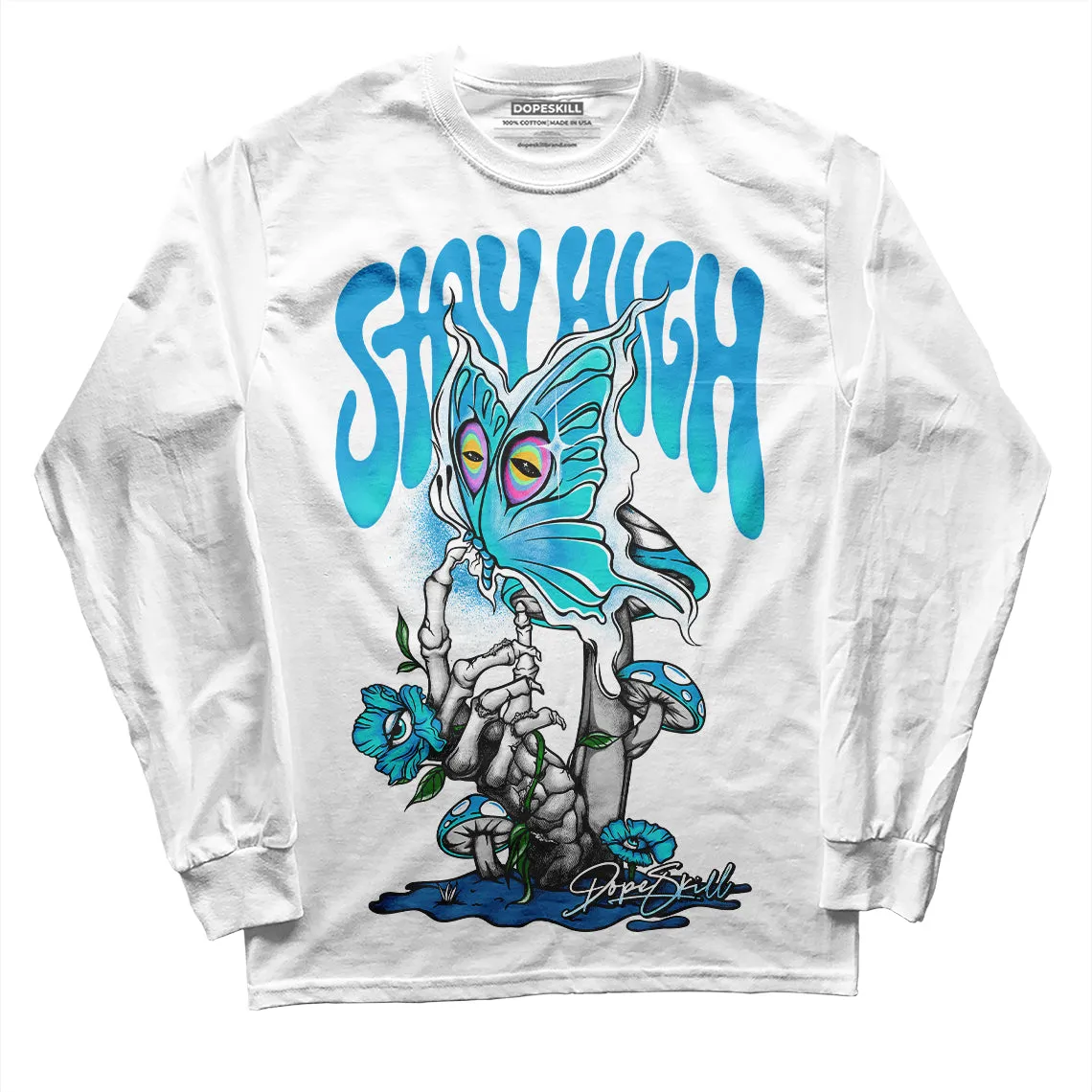 Military Blue 4s DopeSkill Long Sleeve T-Shirt Stay High Graphic sold by DopeSkill