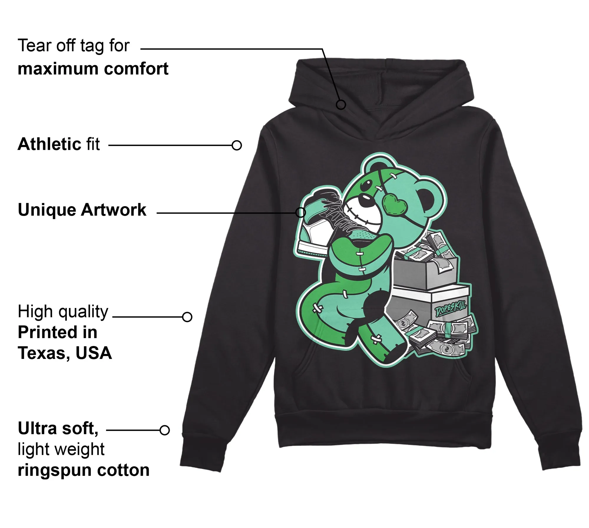Green Glow 1s DopeSkill Hoodie Sweatshirt Bear Steals Sneaker Graphic sold by DopeSkill product image thumbnail 3