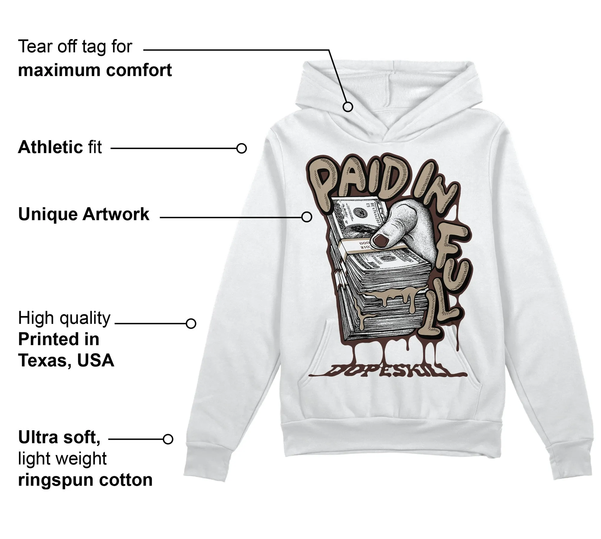 Latte 1s DopeSkill Hoodie Sweatshirt Paid In Full Graphic sold by DopeSkill product image thumbnail 3