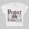 Burgundy Crush 3s DopeSkill Women's Crop Top Protect Me From Evil Graphic sold by DopeSkill