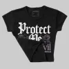 Burgundy Crush 3s DopeSkill Women's Crop Top Protect Me From Evil Graphic sold by DopeSkill